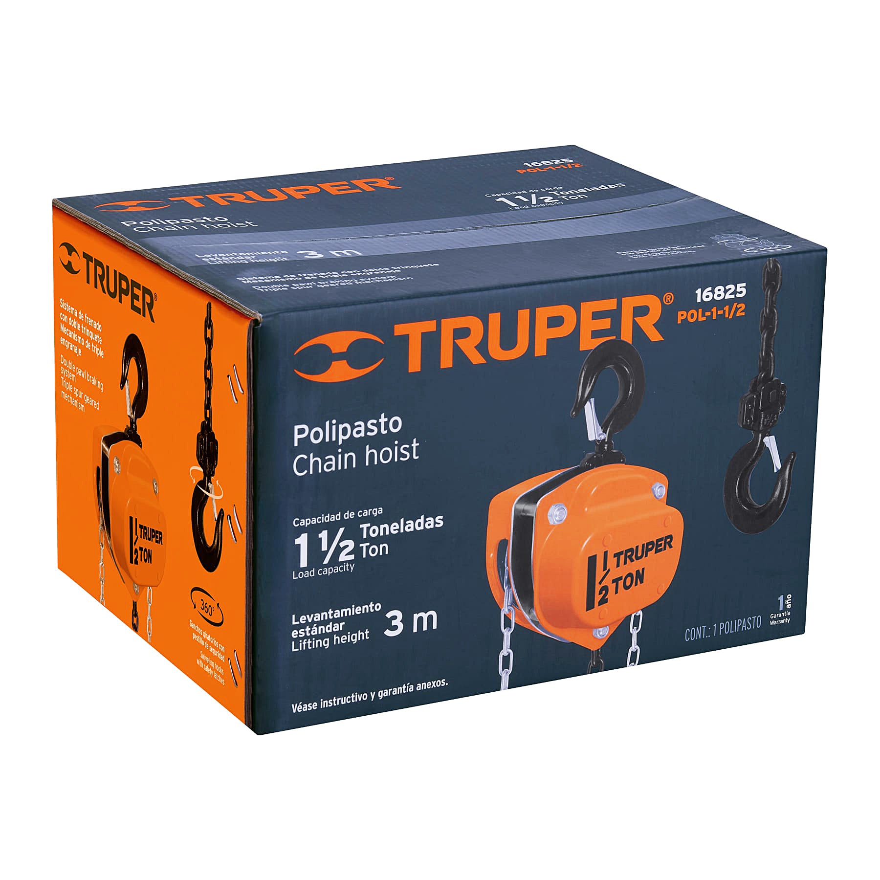 Polipasto de cadena de 1-1/2 ton, Truper