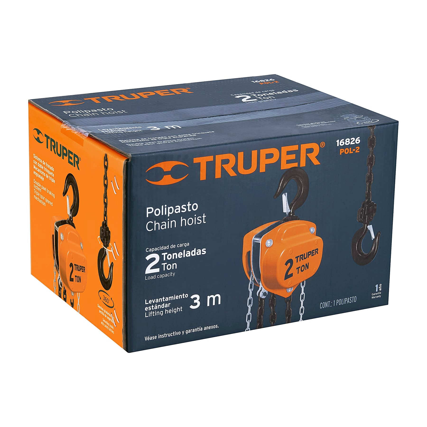 Polipasto de cadena de 2 ton, Truper