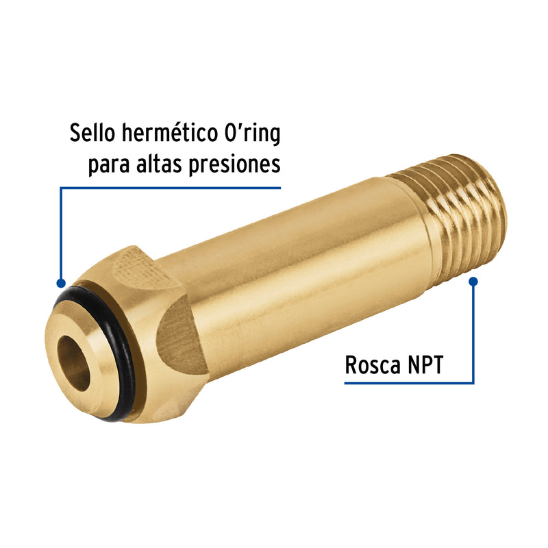 Punta pol de latón 1/4" x 5 cm,  de rosca con O-ring,  Foset