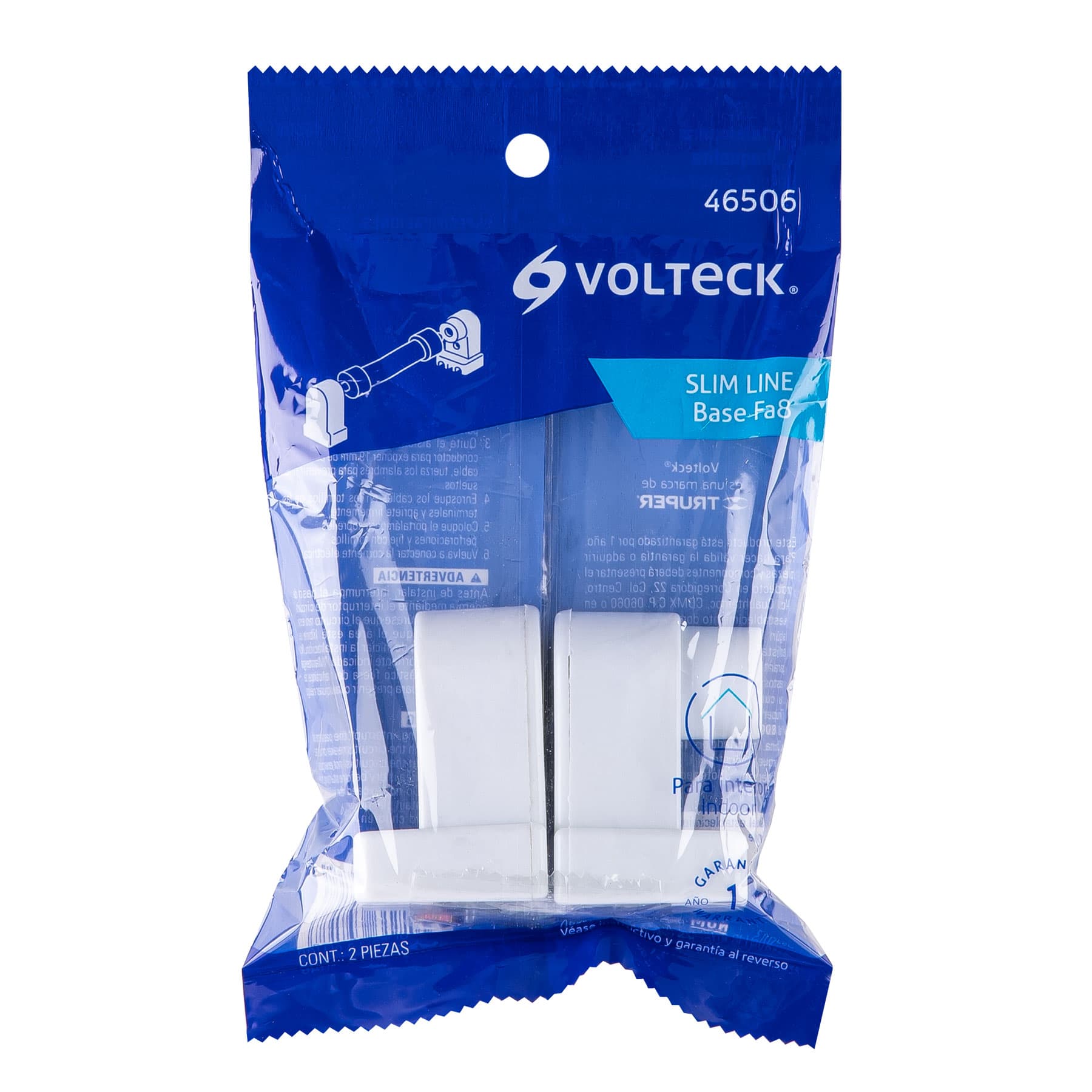 Bolsa 2 pz portalámparas para tubo LED y fluorescente, base FA8