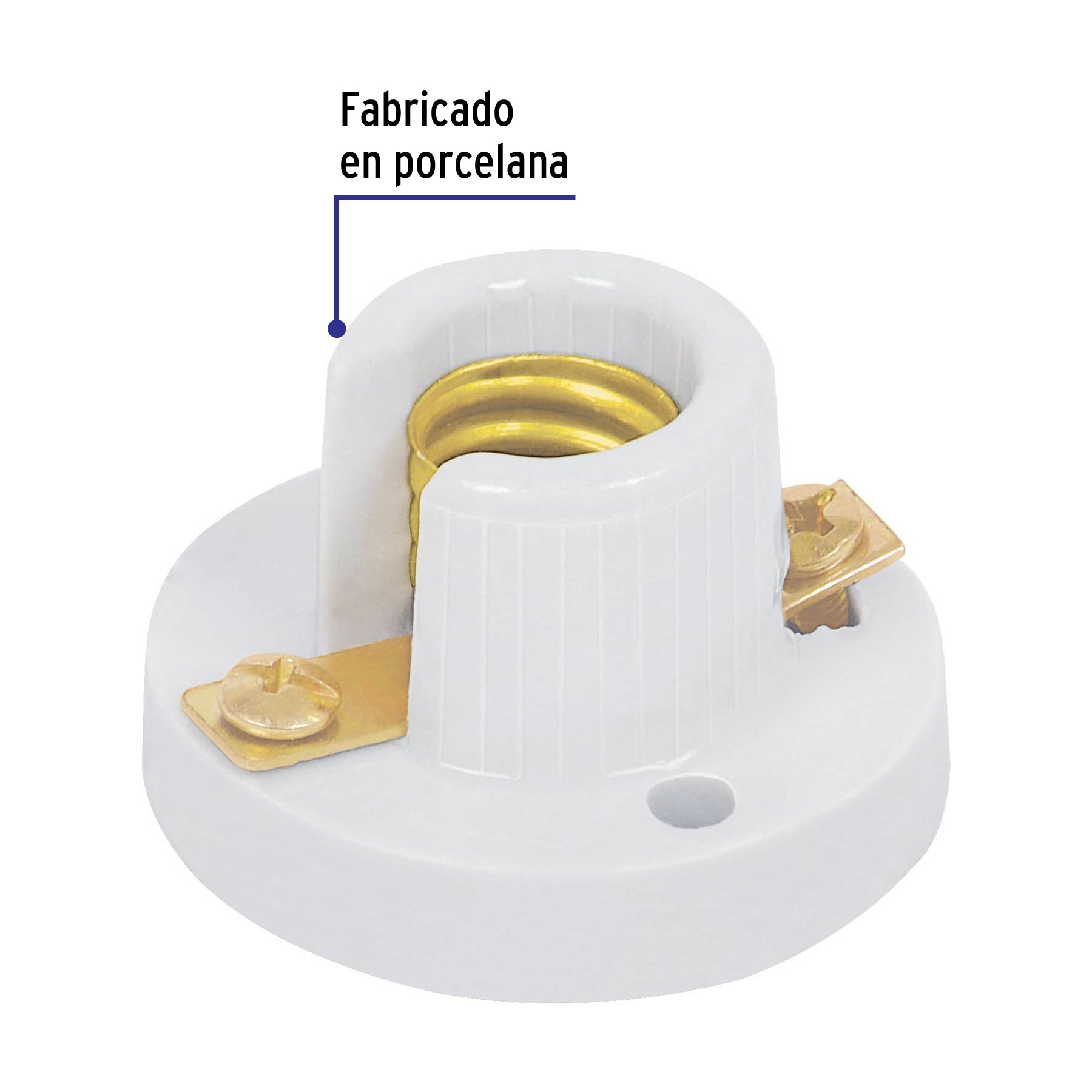 Portalámpara de porcelana para candil, Volteck