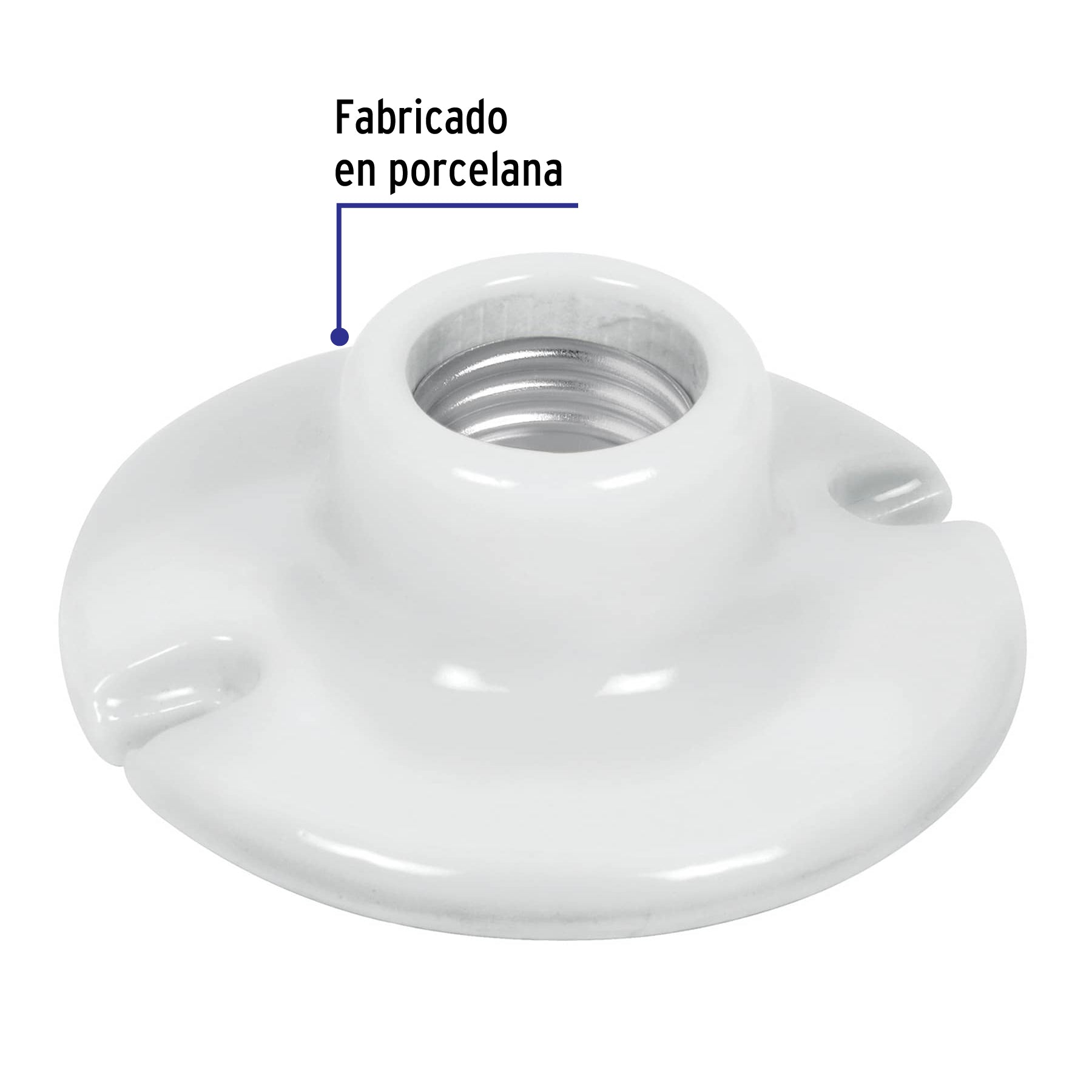 Portalámpara de porcelana, 3-1/2", redonda, Volteck