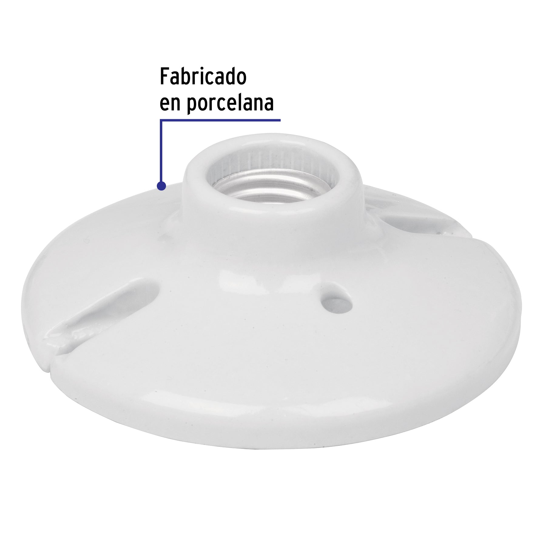 Portalámpara de porcelana, 4-1/2", redonda, Volteck