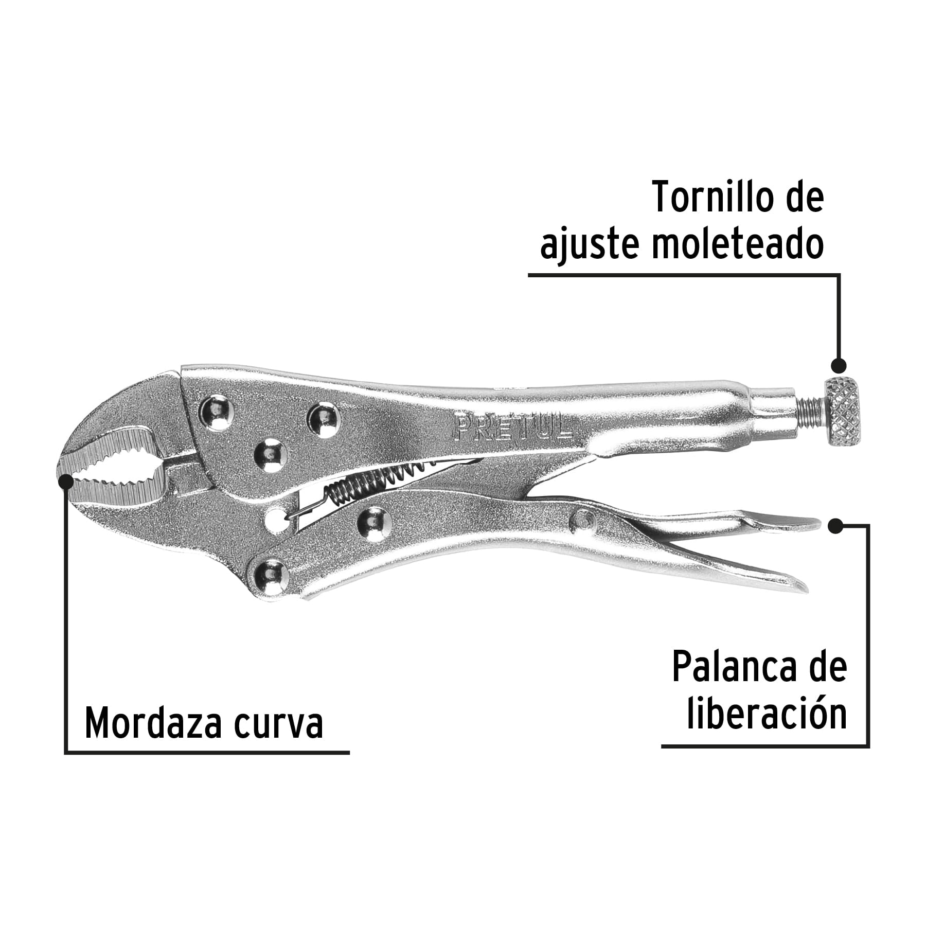 Pinza de presión 5" mordaza curva, Pretul