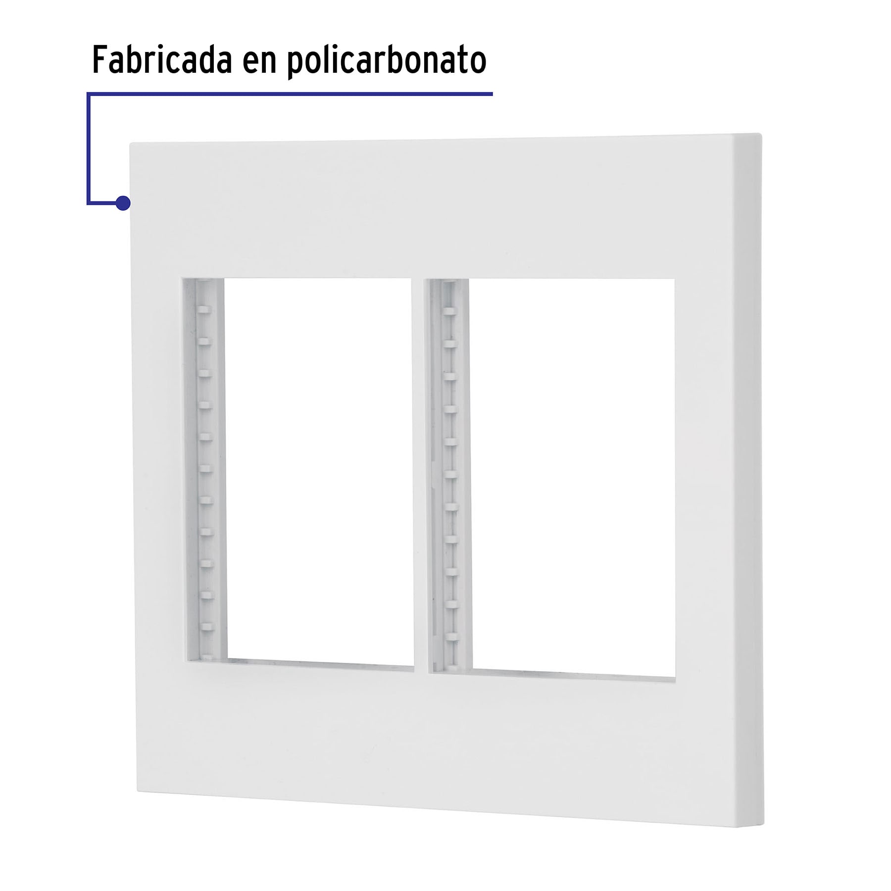 Placa 2 ventanas, 6 módeloulos, línea Española, color blanco