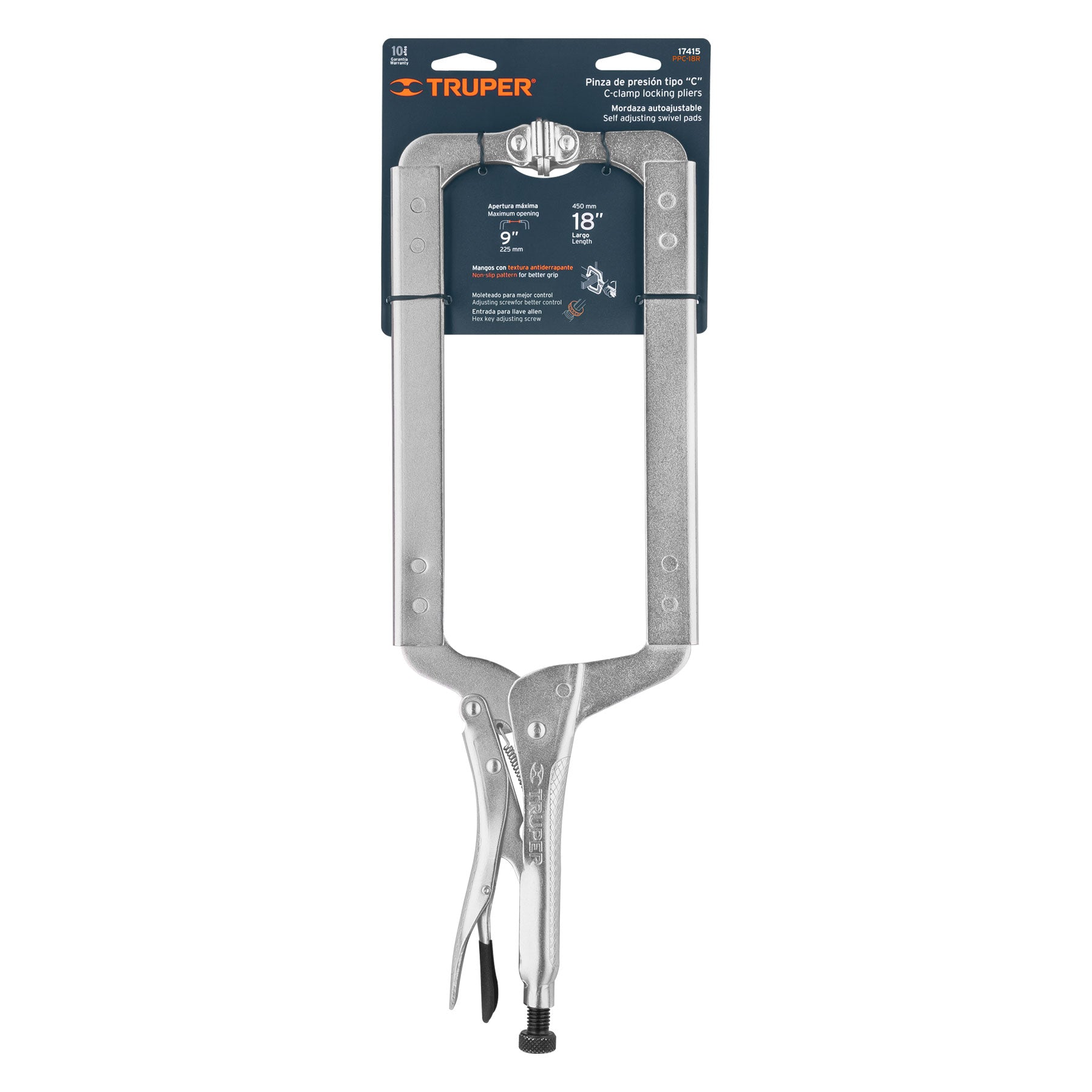 Pinza de presión 18" tipo "C" con mordaza autoajustable