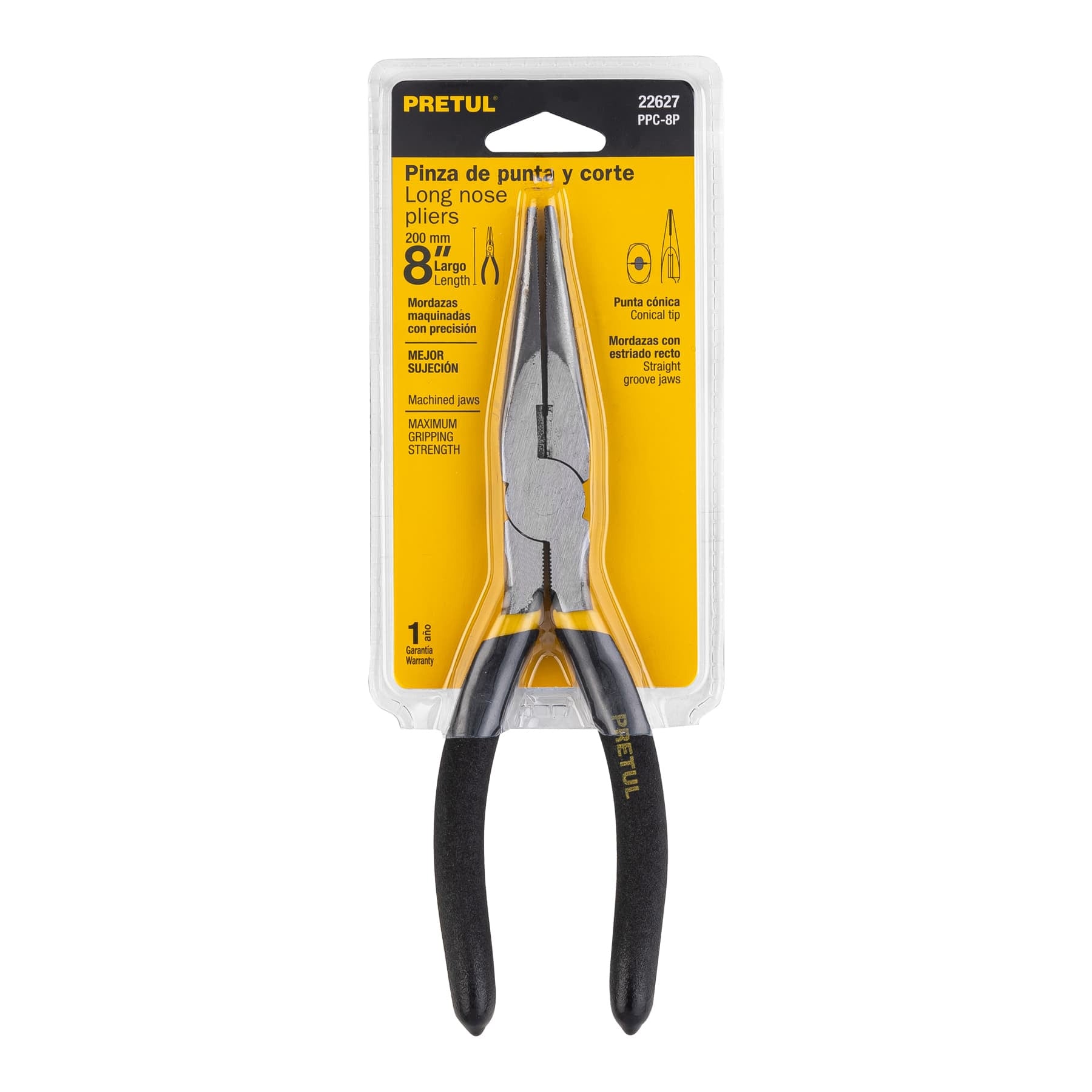 Pinza de punta y corte 8" mango de PVC, Pretul