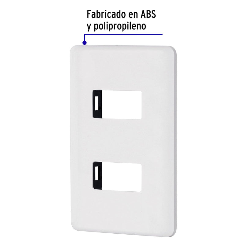 Placa 2 módulos de ABS,  blanca,  Volteck Basic