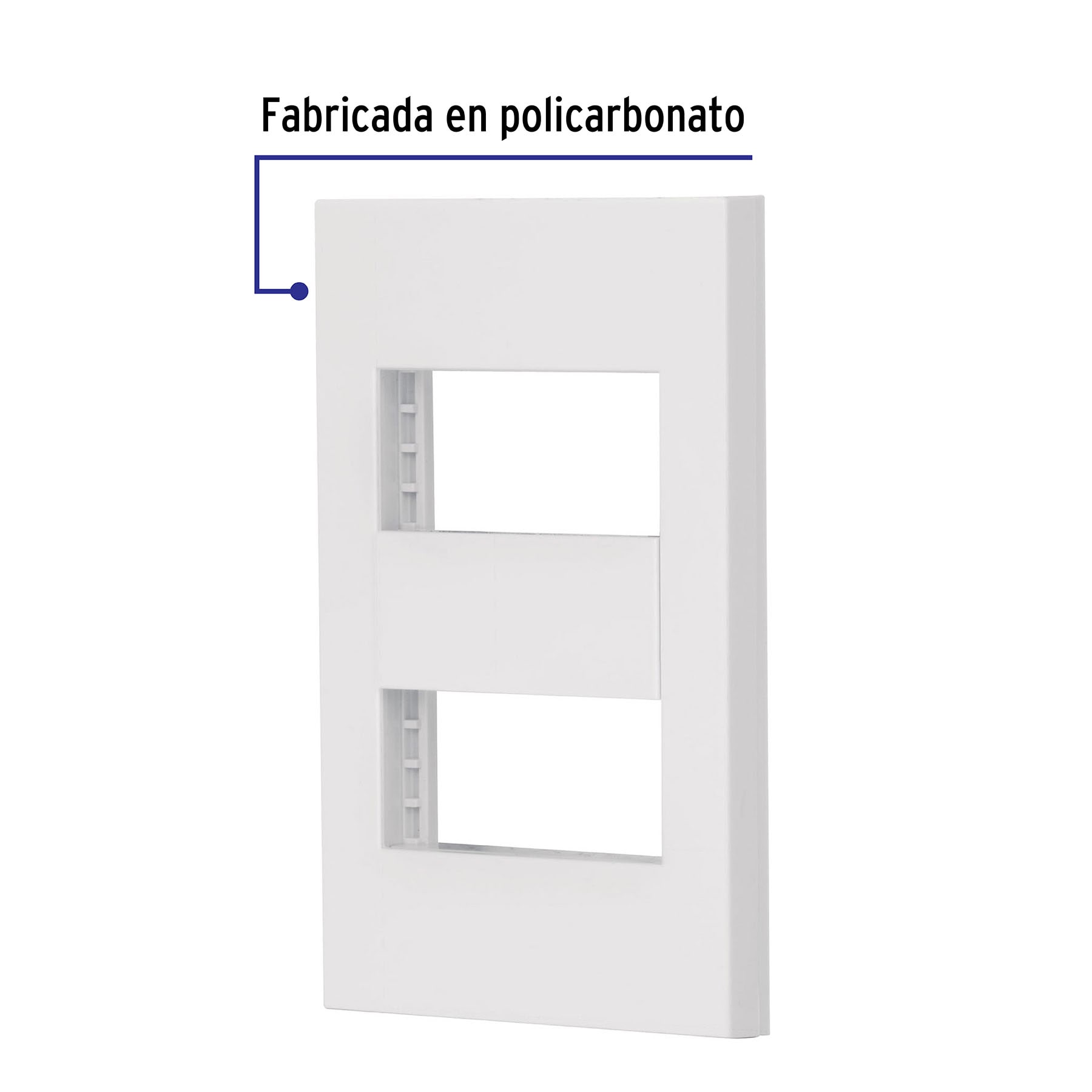 Placa 2 ventanas, 1 módeloulo, línea Española, color blanco