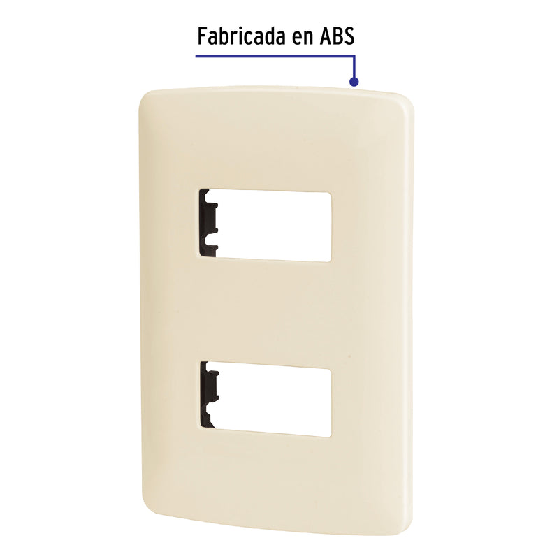 Placa 2 módulos de ABS,  línea Italiana,  color marfil