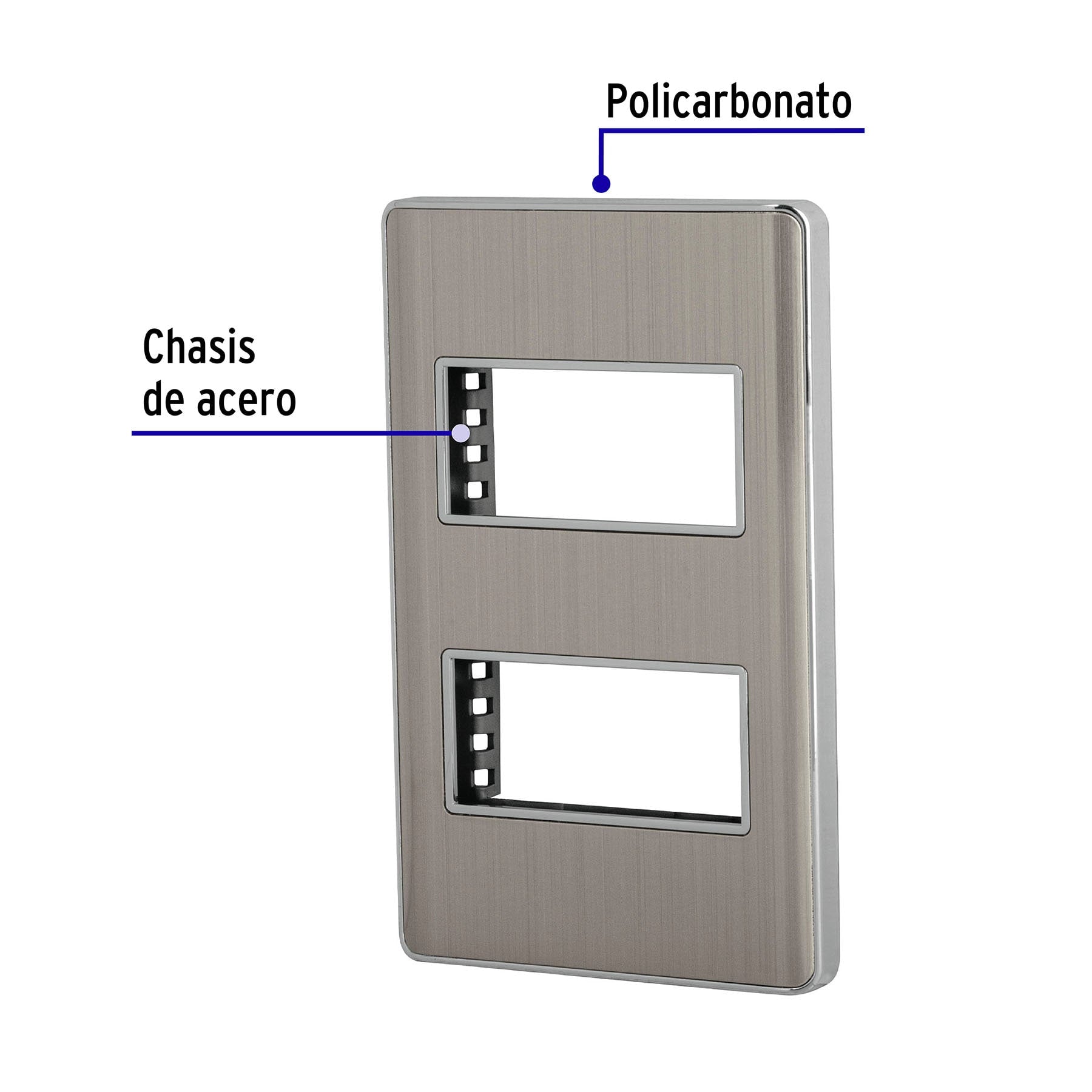 Placa de acero inox con 2 ventanas 1 módeloulo, línea Lisboa