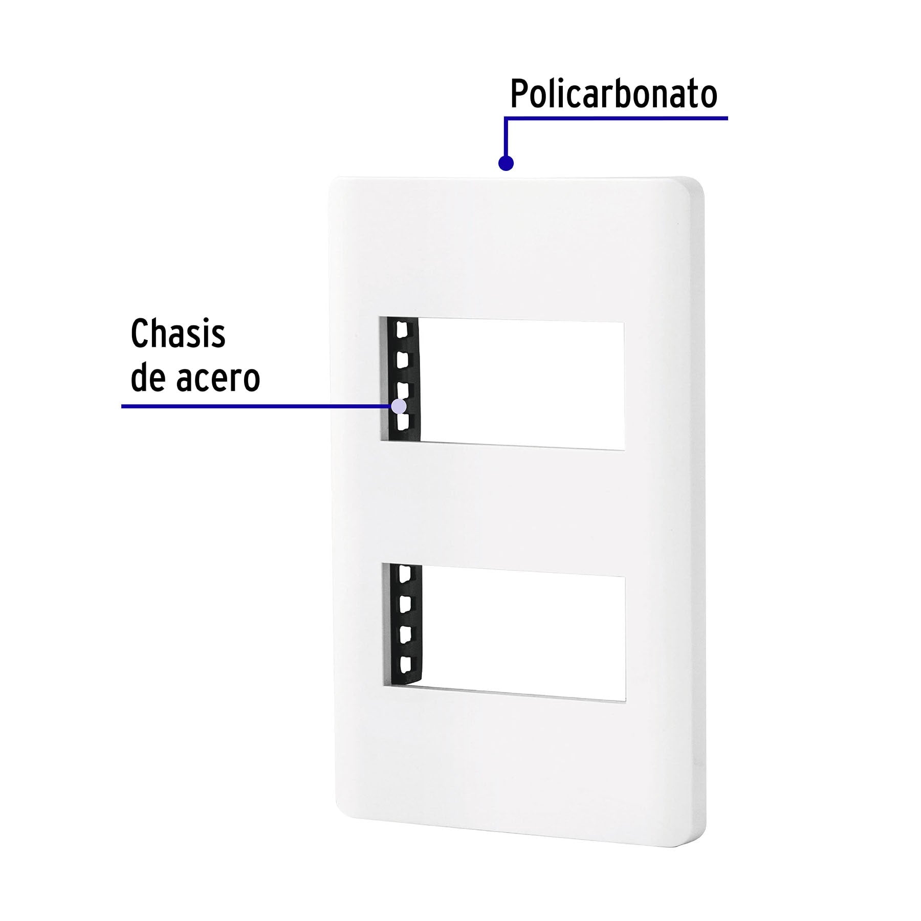 Placa blanca de 2 ventanas 1 módeloulo, línea Lisboa, Volteck