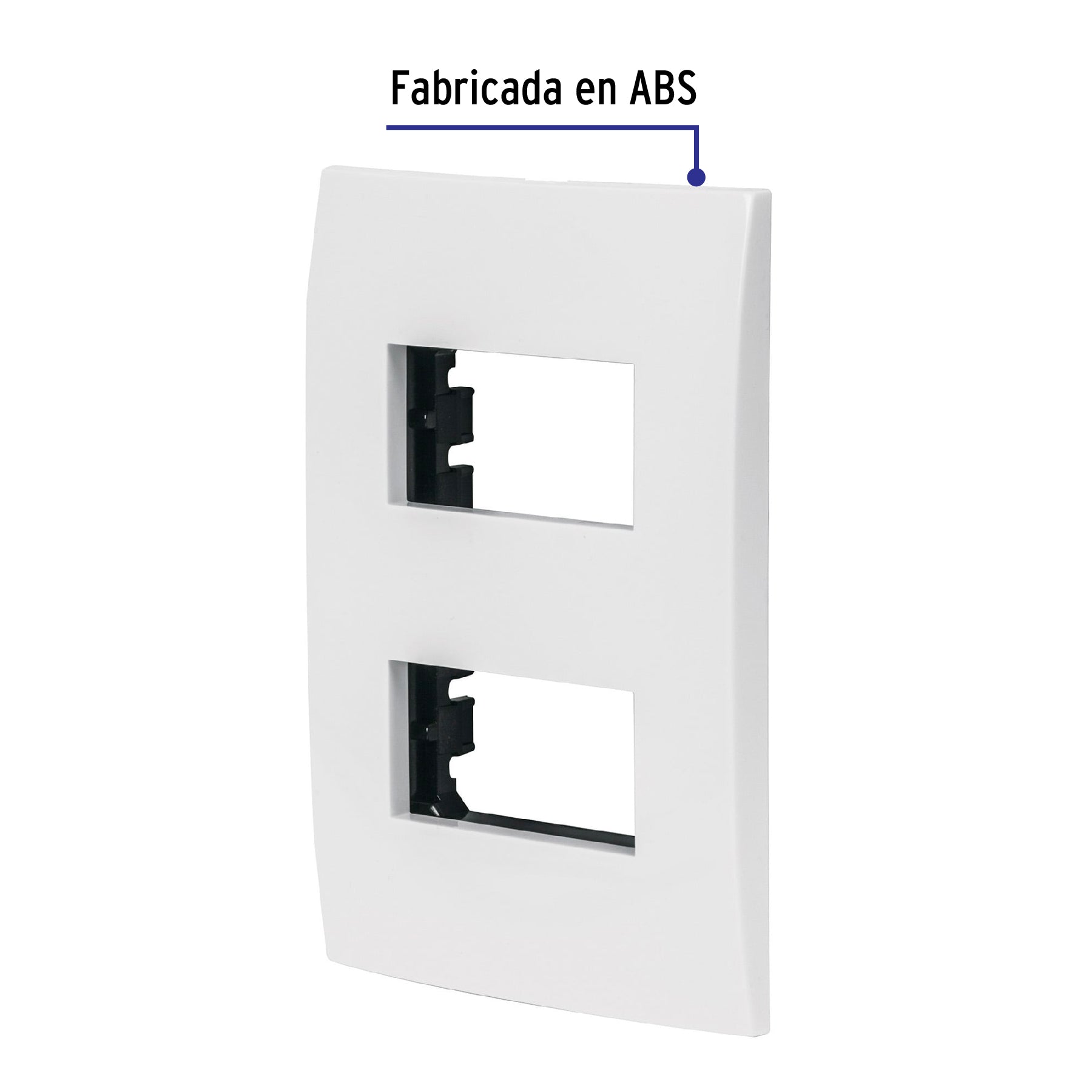 Placa 2 módeloulos de ABS, línea Oslo, color blanco, Volteck