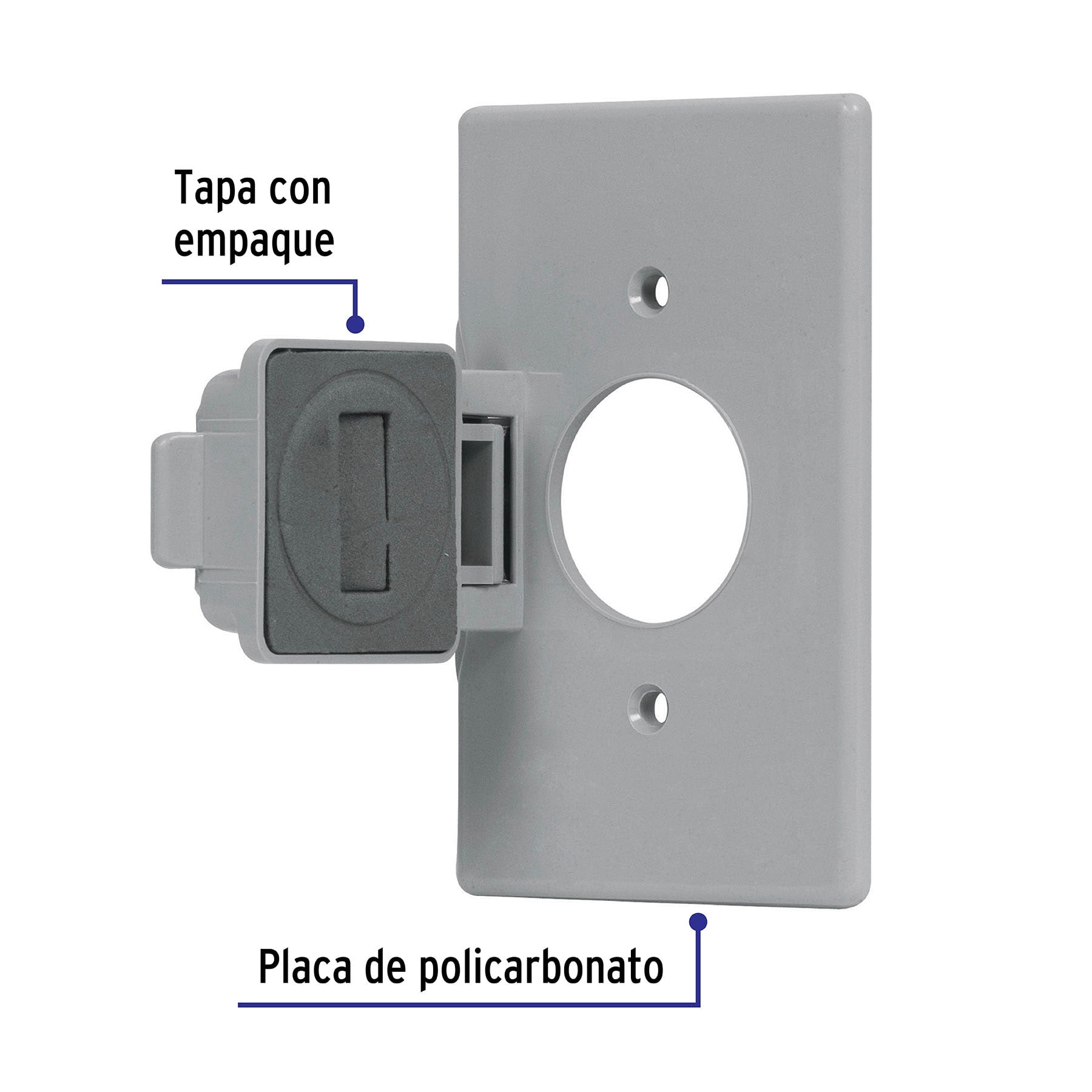 Placa contacto redondo, policarbonato,para intemperie, Standard
