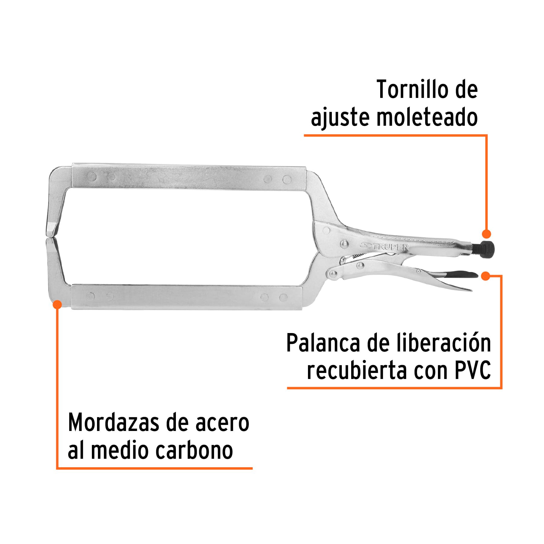 Pinza de presión 18" tipo "C" con mordaza fija, Truper