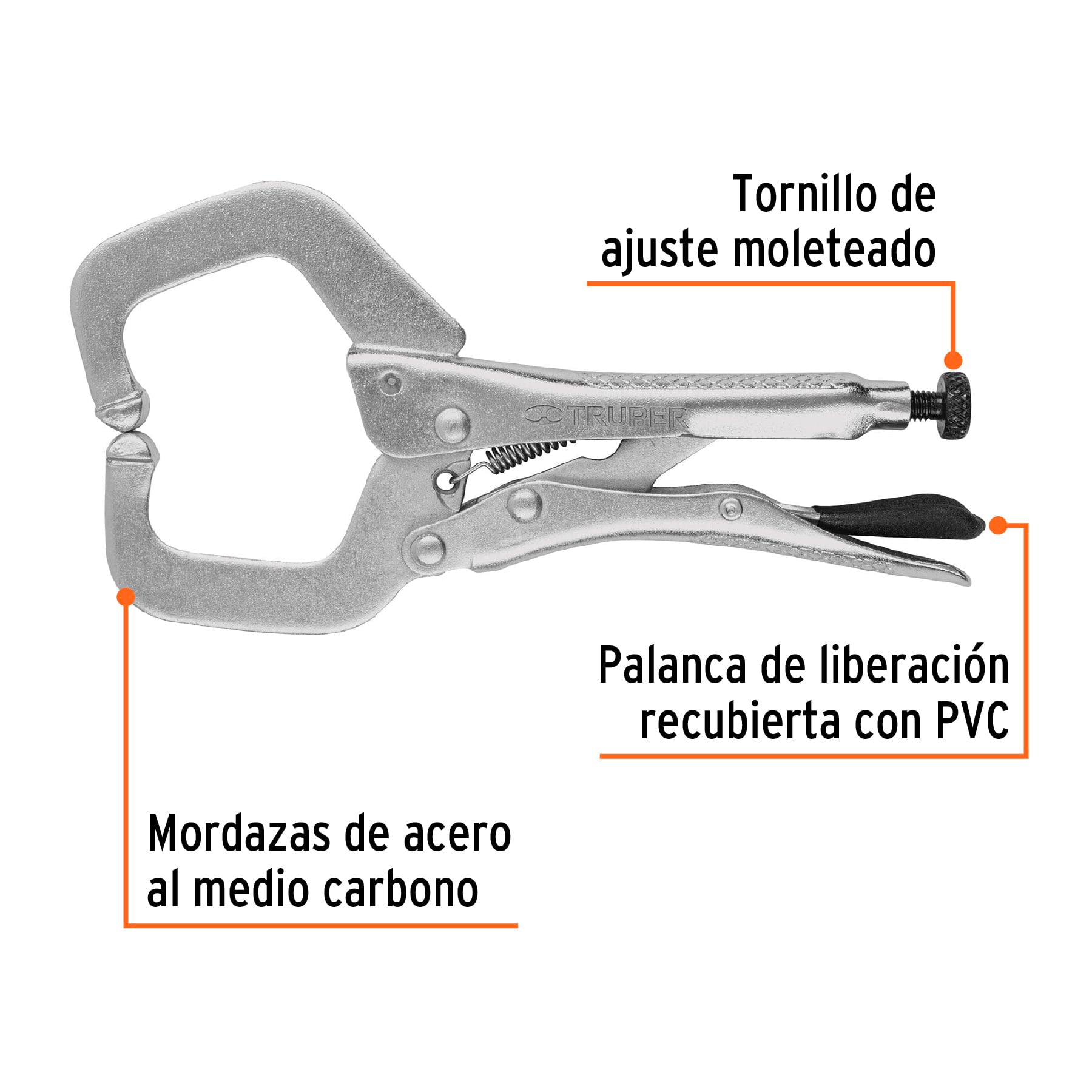 Pinza de presión 6" tipo "C" con mordaza fija, Truper