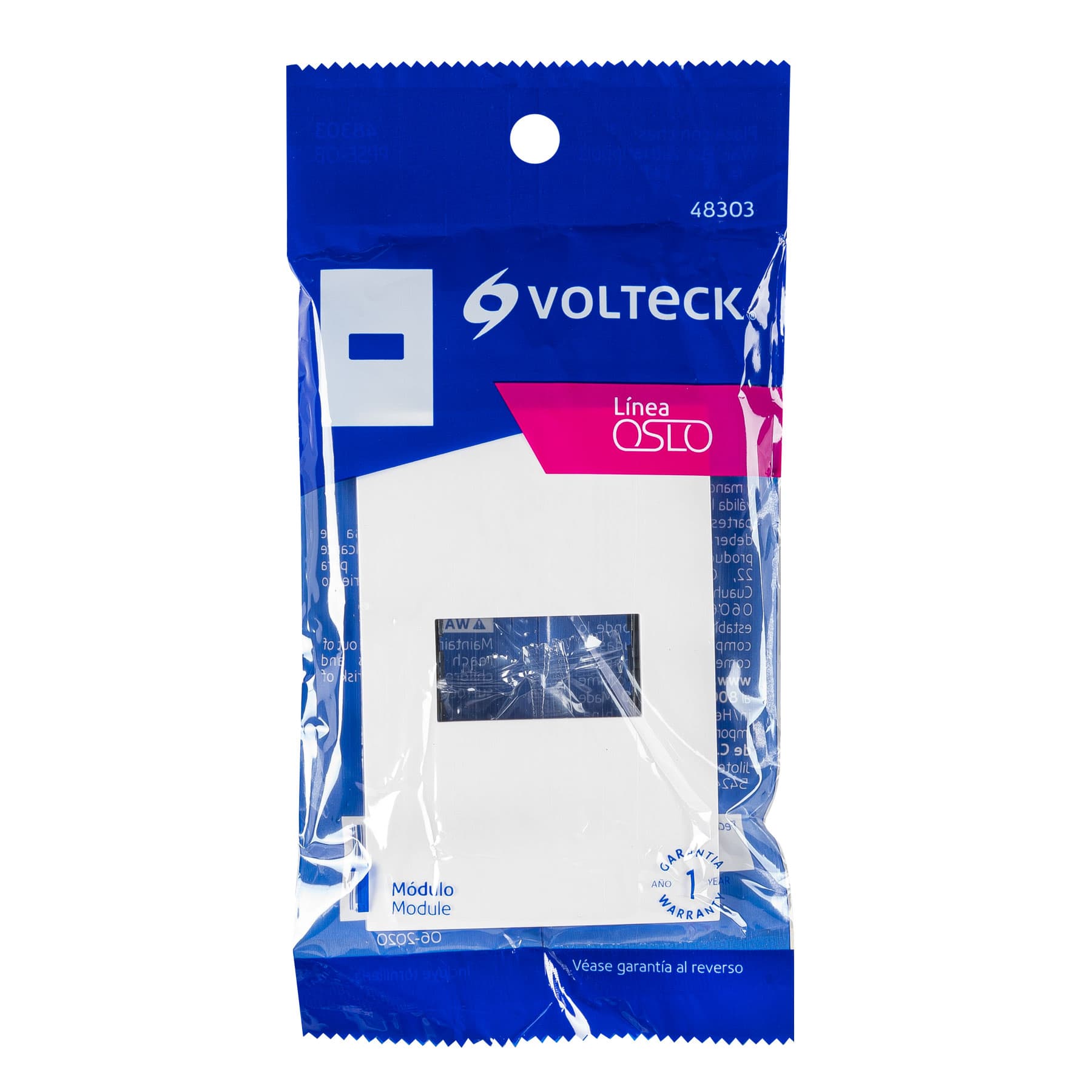 Placa 1 módeloulo de ABS, línea Oslo, color blanco, Volteck