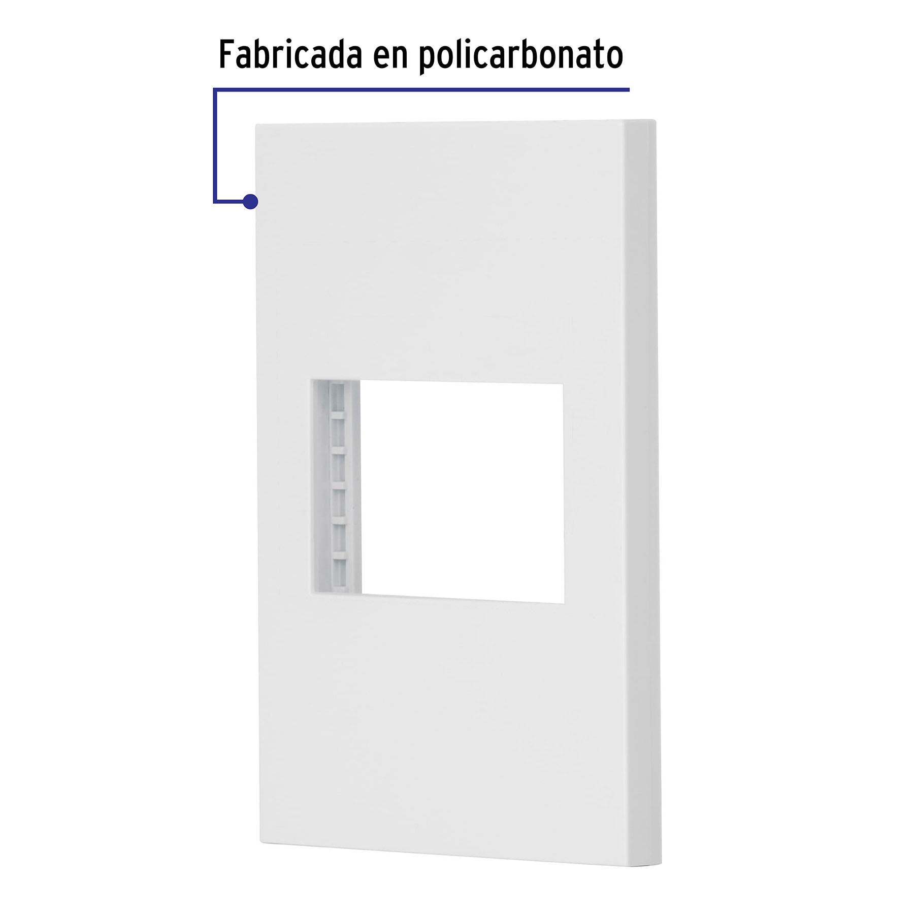 Placa 1 ventana, 1.5 módeloulos, línea Española, color blanco
