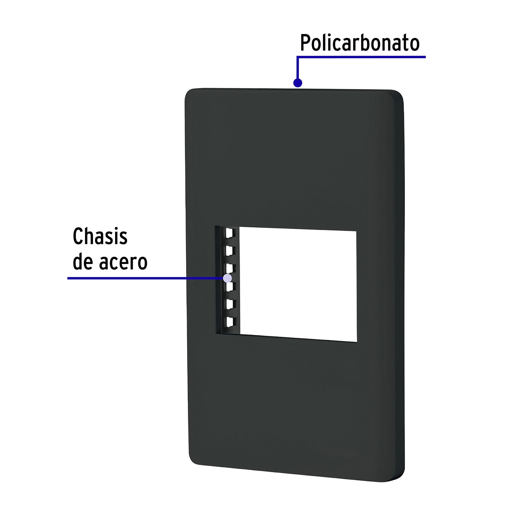 Placa negra de 1 ventana 1.5 módeloulos, línea Lisboa, Volteck