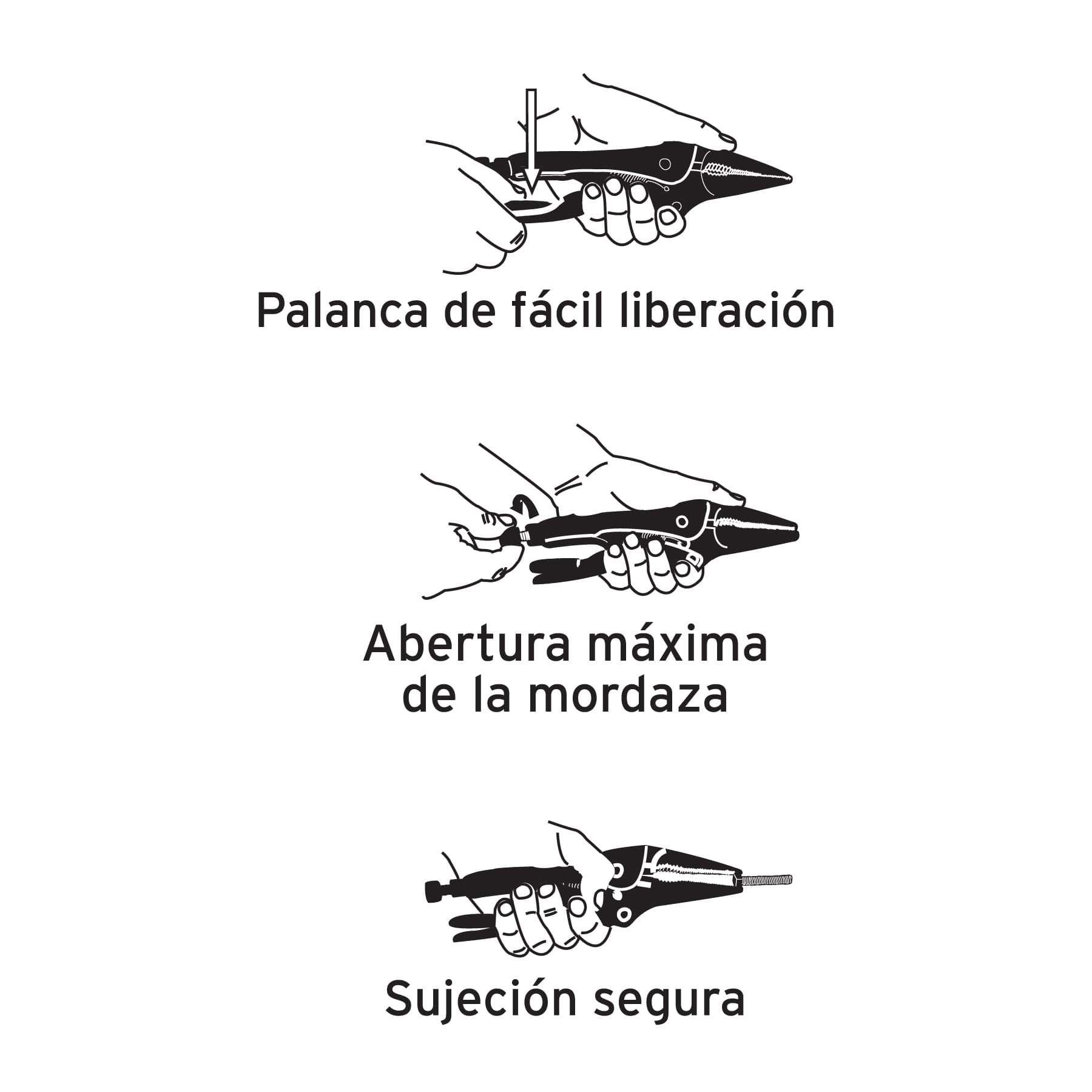 Pinza de presión 4", punta larga, Truper