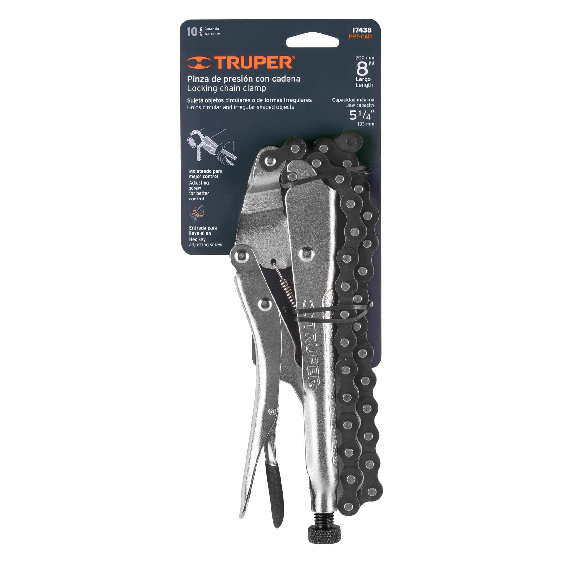 Pinza de presión 8" de cadena, Truper
