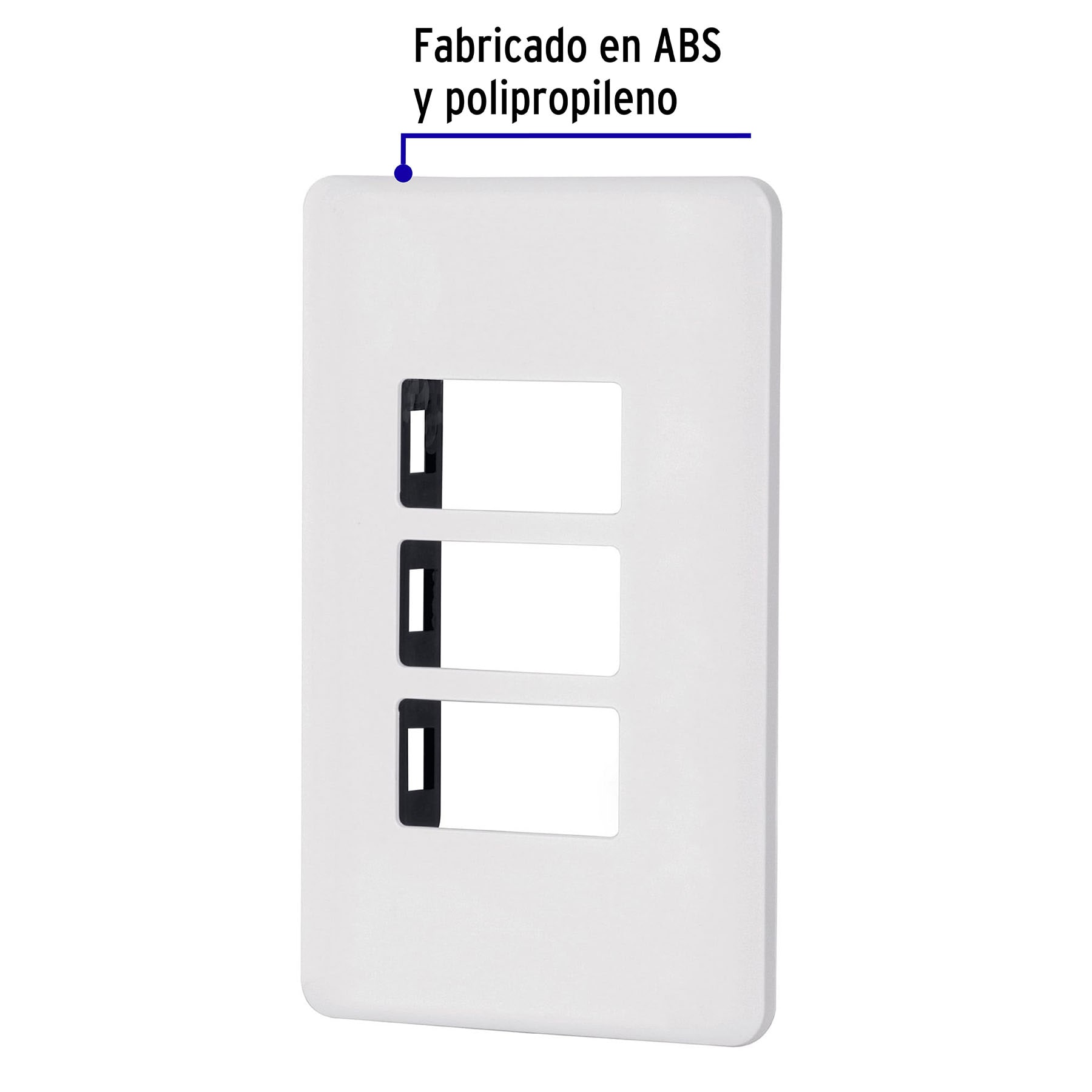 Placa 3 módeloulos de ABS, blanca, Volteck Basic