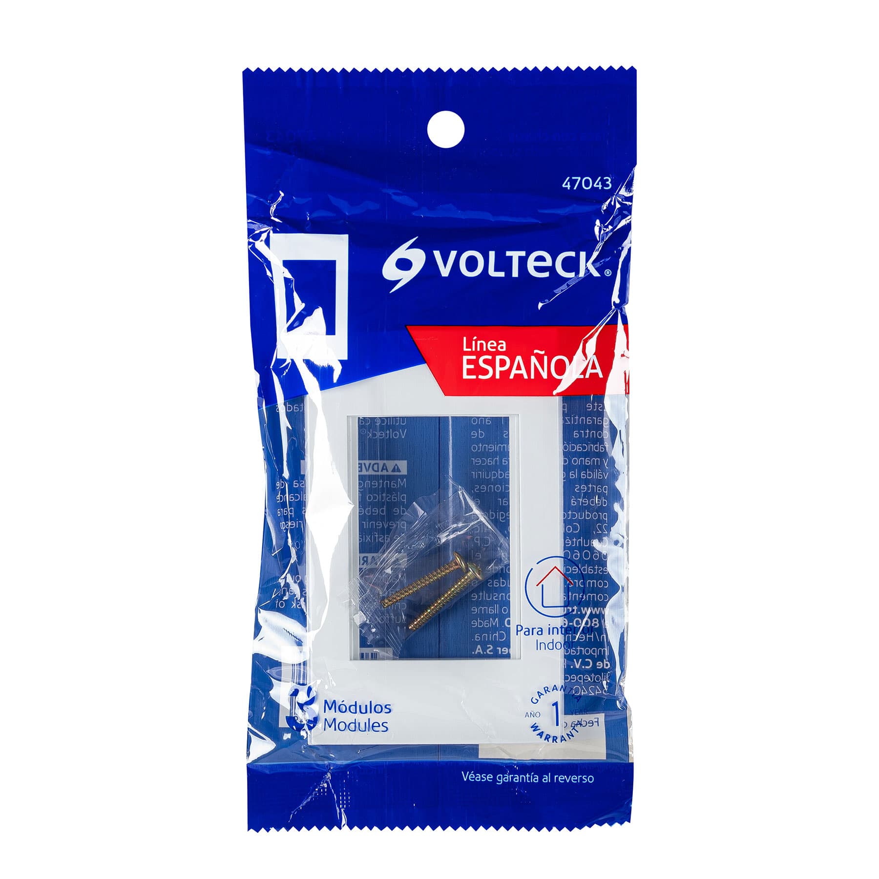 Placa 1 ventana, 3 módeloulos, línea Española, color blanco