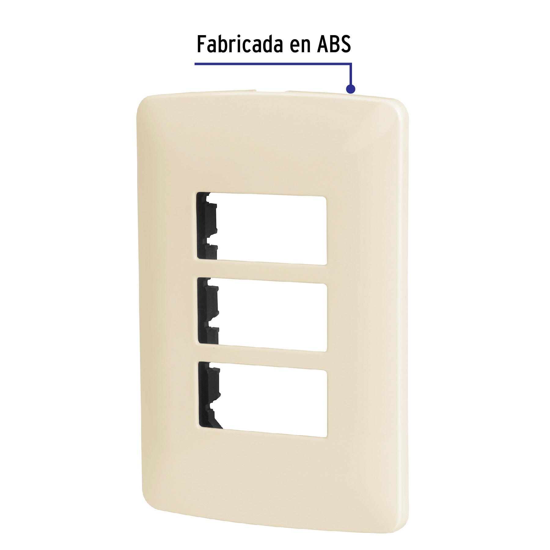 Placa 3 módeloulos de ABS, línea Italiana, color marfil