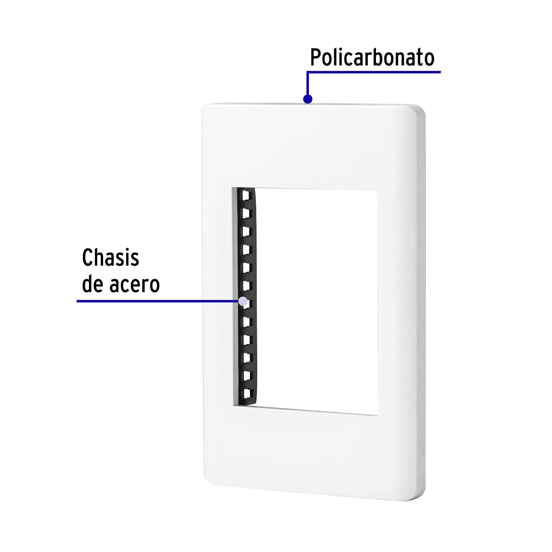 Placa blanca de 1 ventana 3 módeloulos, línea Lisboa, Volteck