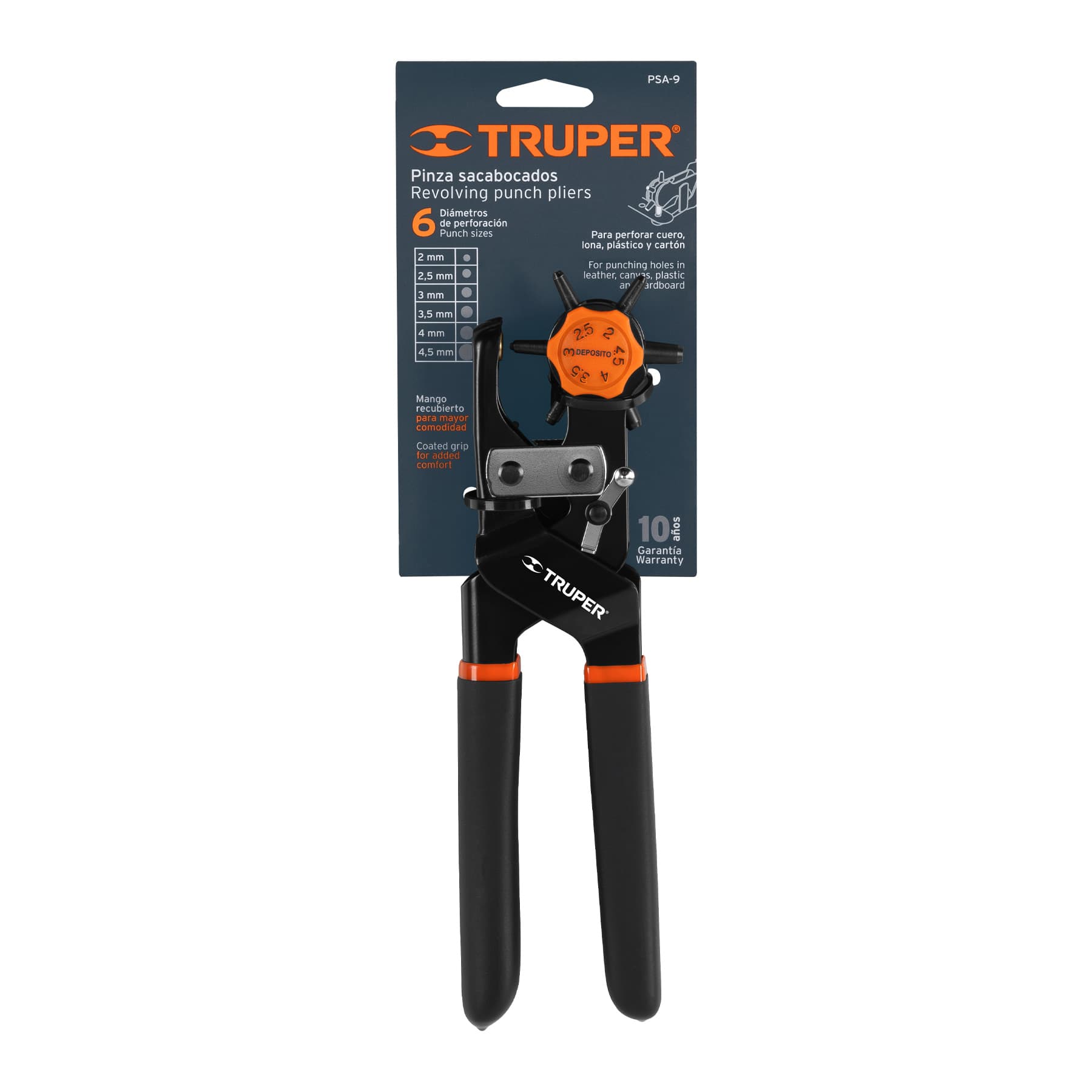 Pinza sacabocados 9" mango de PVC, Truper
