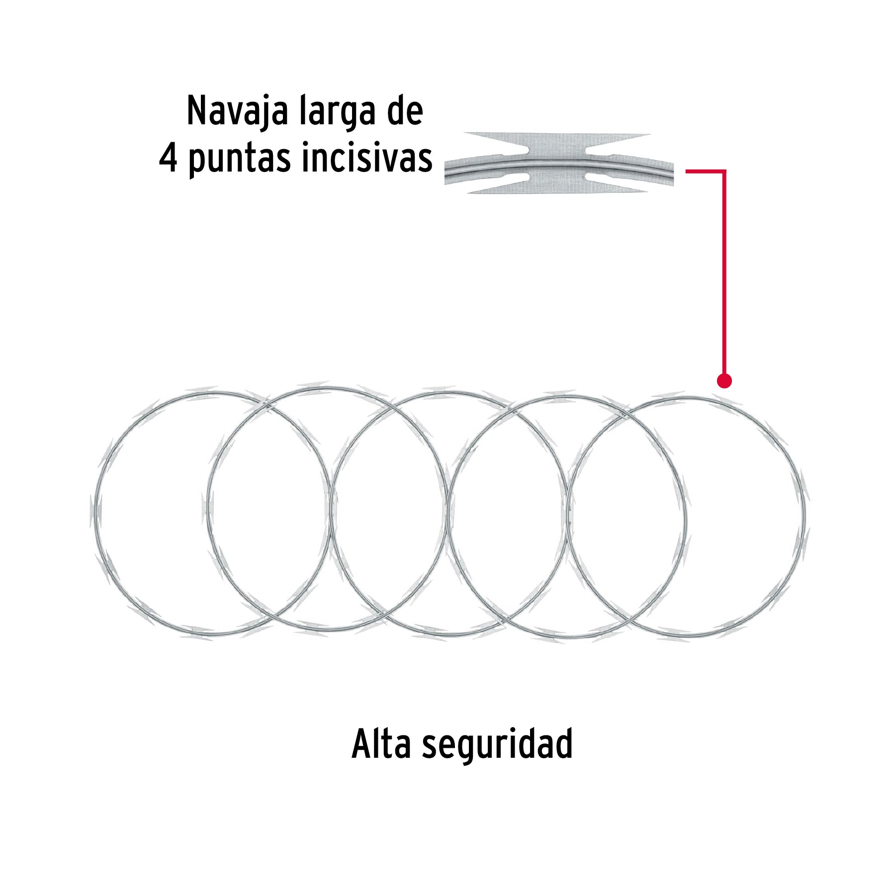 Rollo concertina alta seguridad, 45cm diámetro x 8m, Fiero
