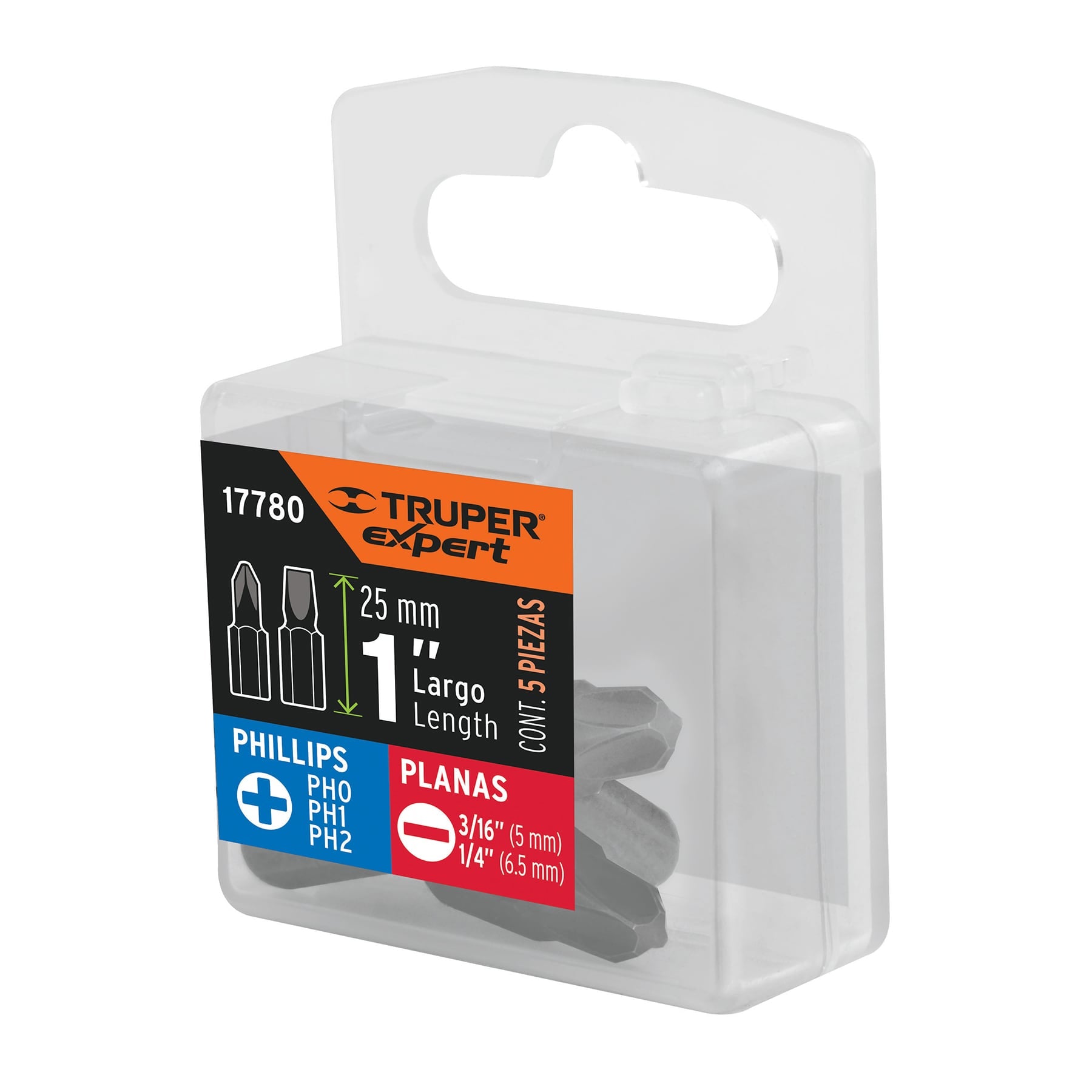 Estuche con 5 puntas de cruz y planas largo 1", Expert