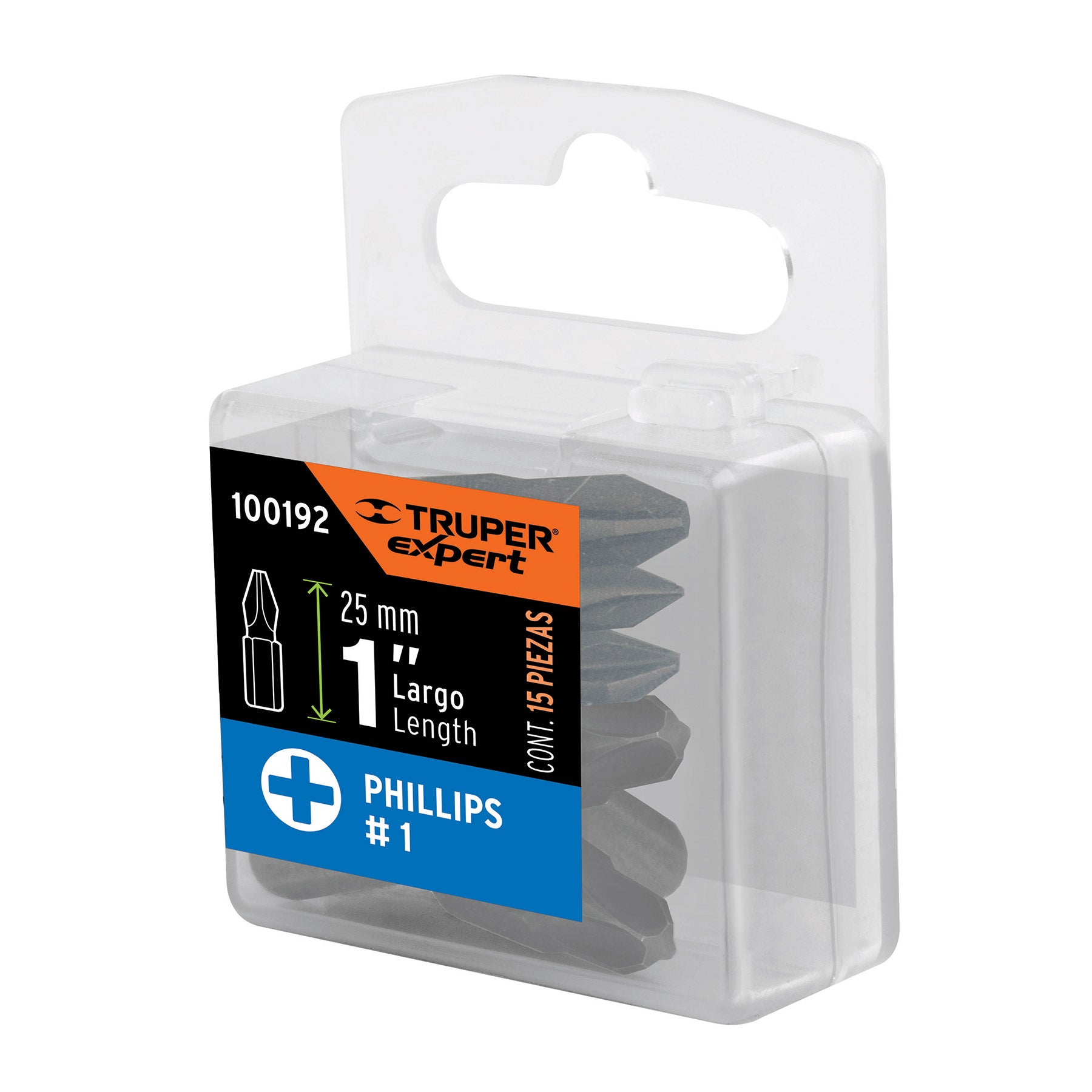 Estuche con 15 puntas de cruz PH1 largo 1", Truper Expert