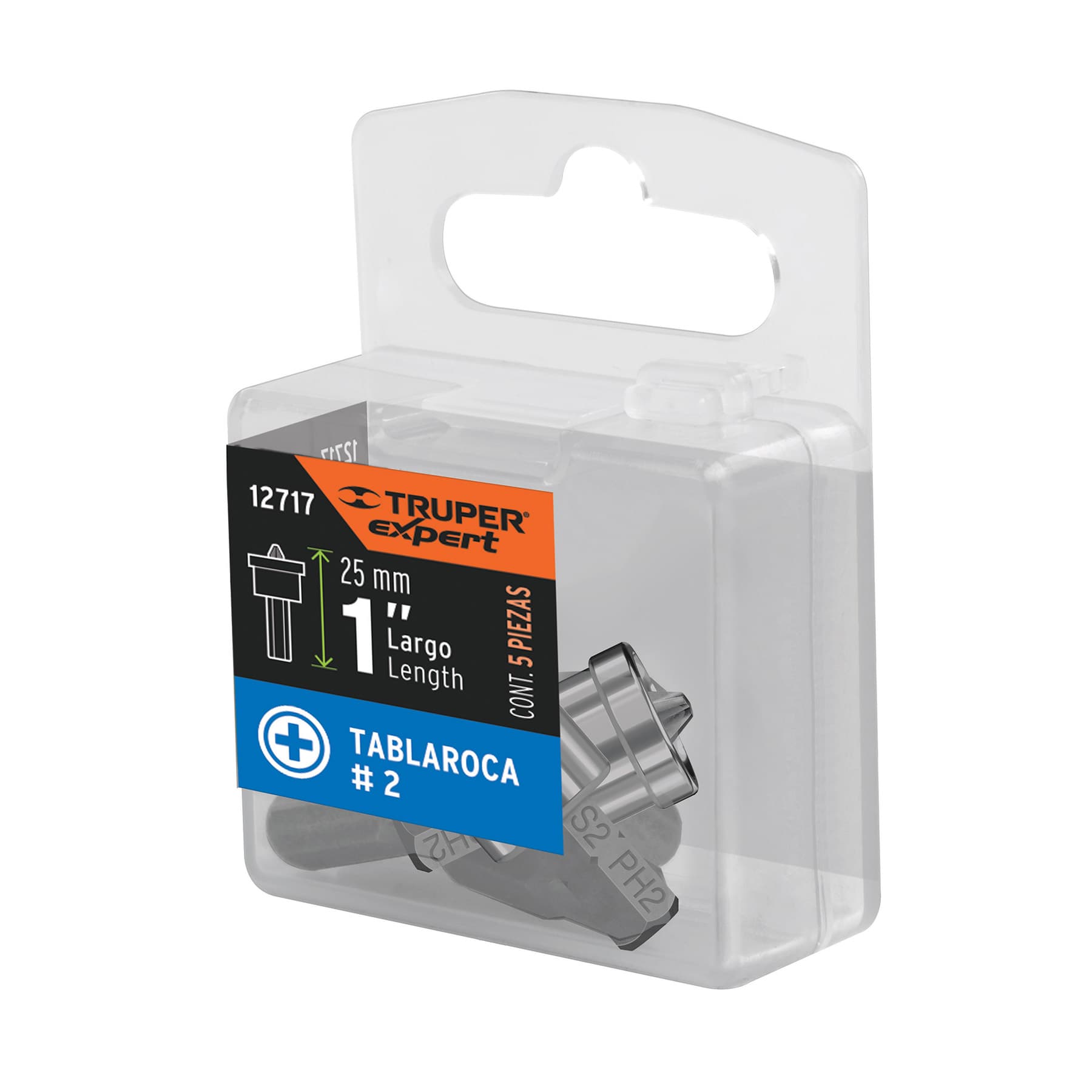 Estuche con 5 puntas cruz PH2 muro de yeso largo 1", Expert