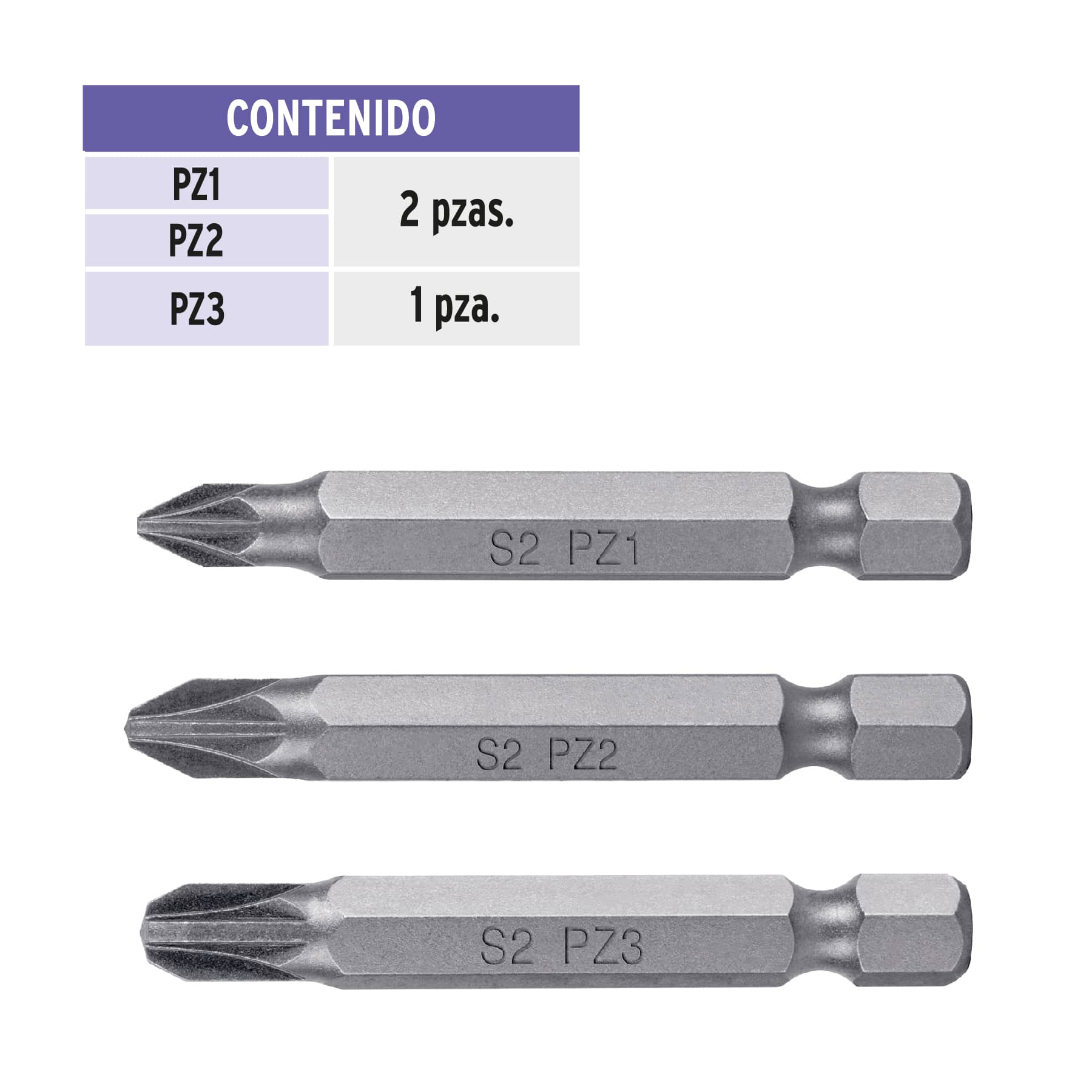 Estuche con 5 puntas pozidriv combinadas largo 2", Expert
