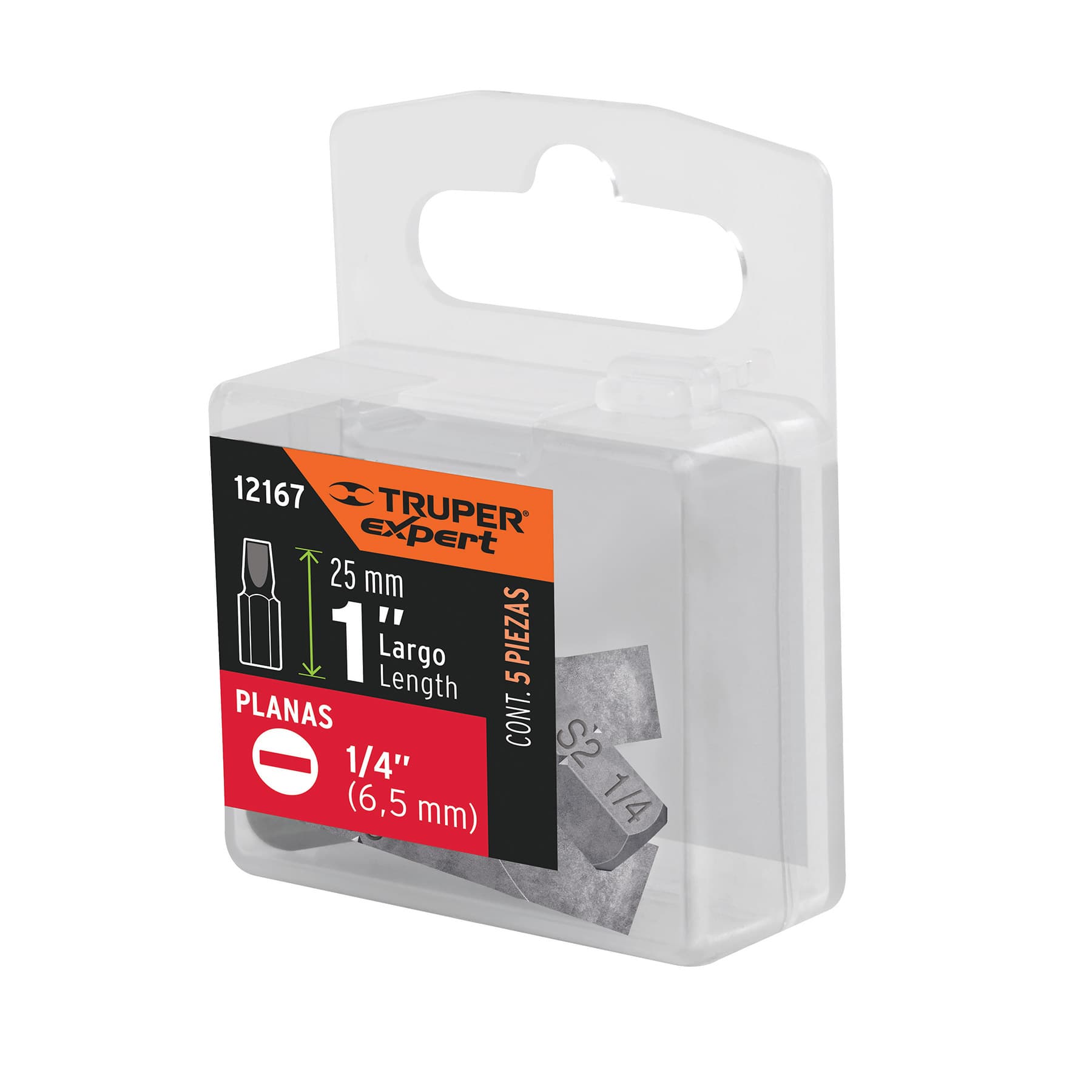 Estuche con 5 puntas planas de 1/4" largo 1", Truper Expert