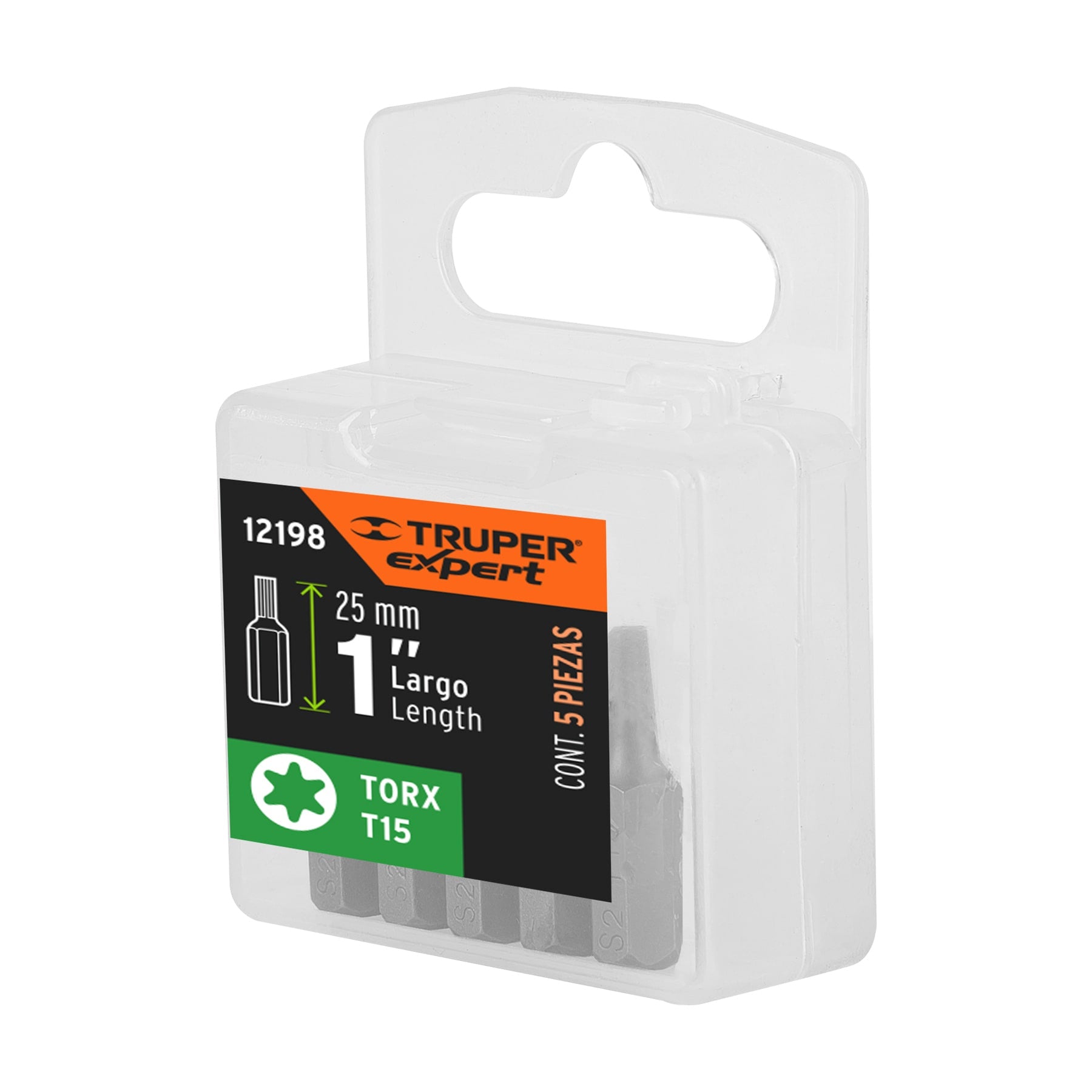 Estuche con 5 puntas torx T15 largo 1", Truper Expert