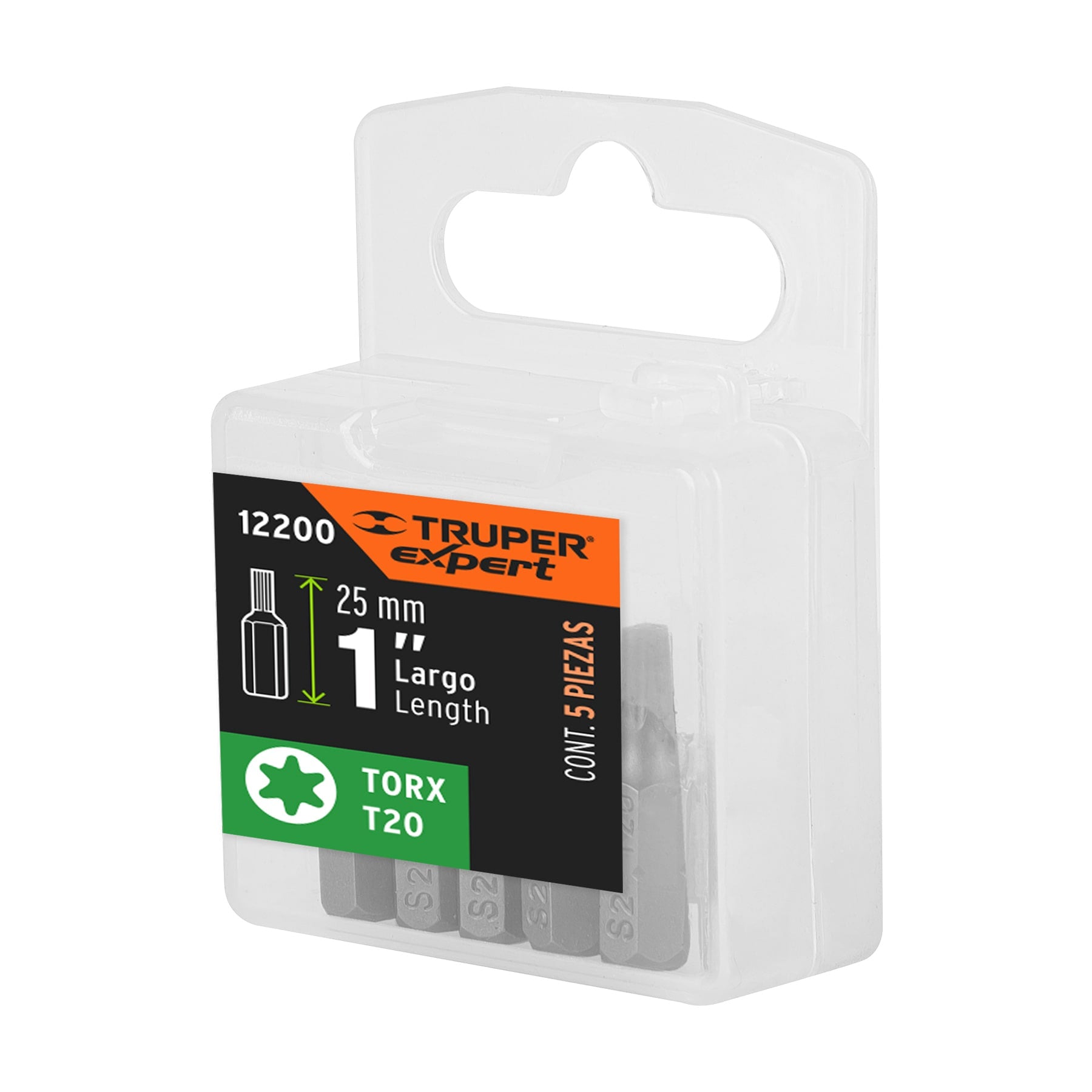 Estuche con 5 puntas torx T20 largo 1", Truper Expert