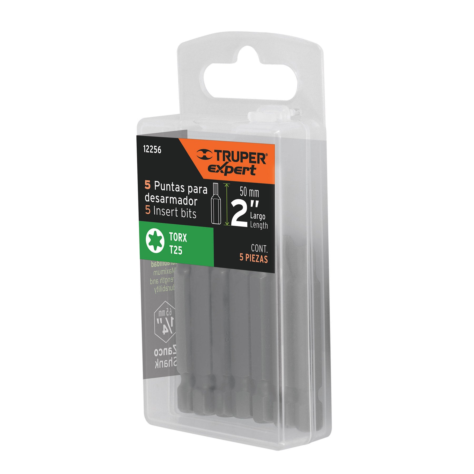 Estuche con 5 puntas torx T25 largo 2", Truper Expert