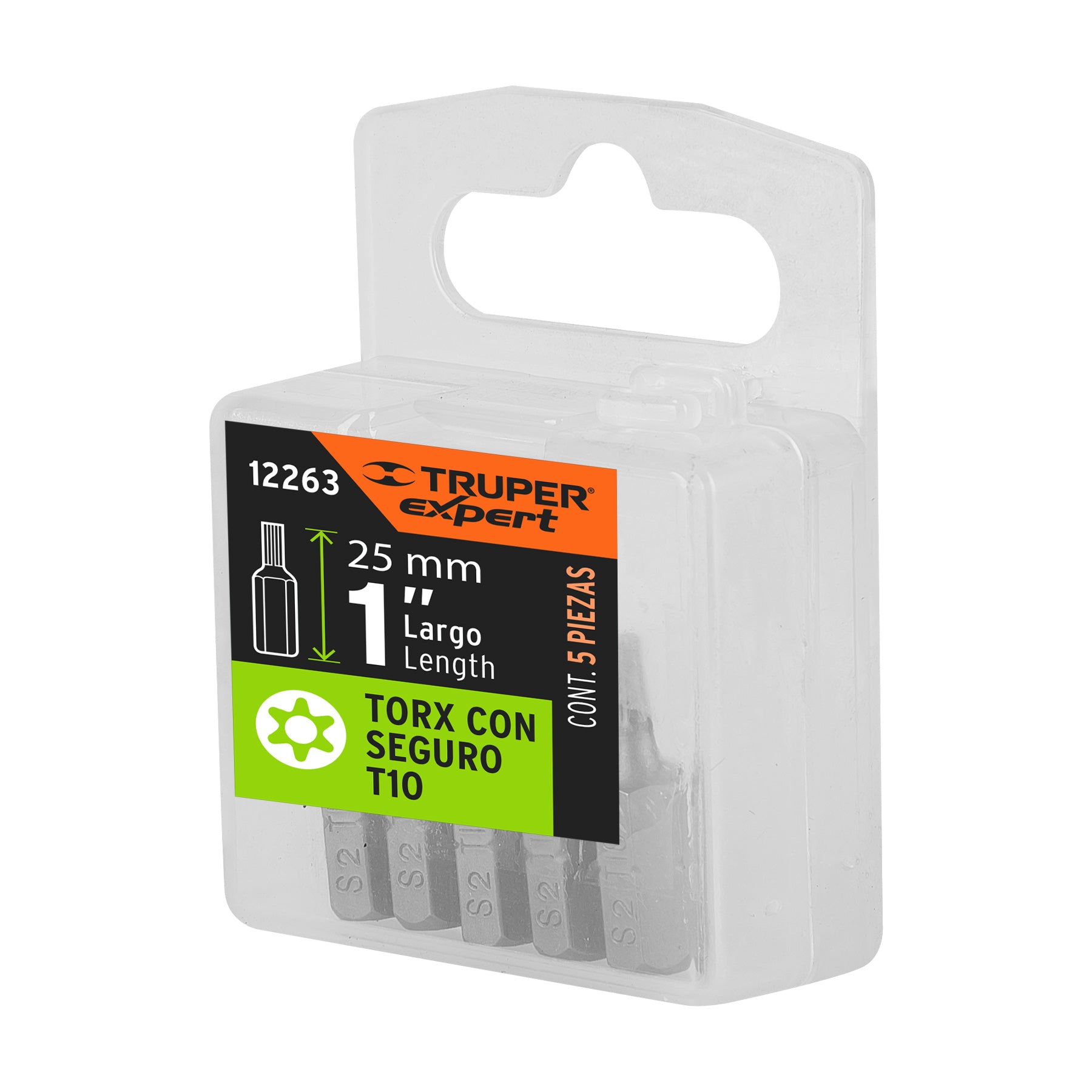 Estuche con 5 puntas torx T10 con seguro largo 1", Expert