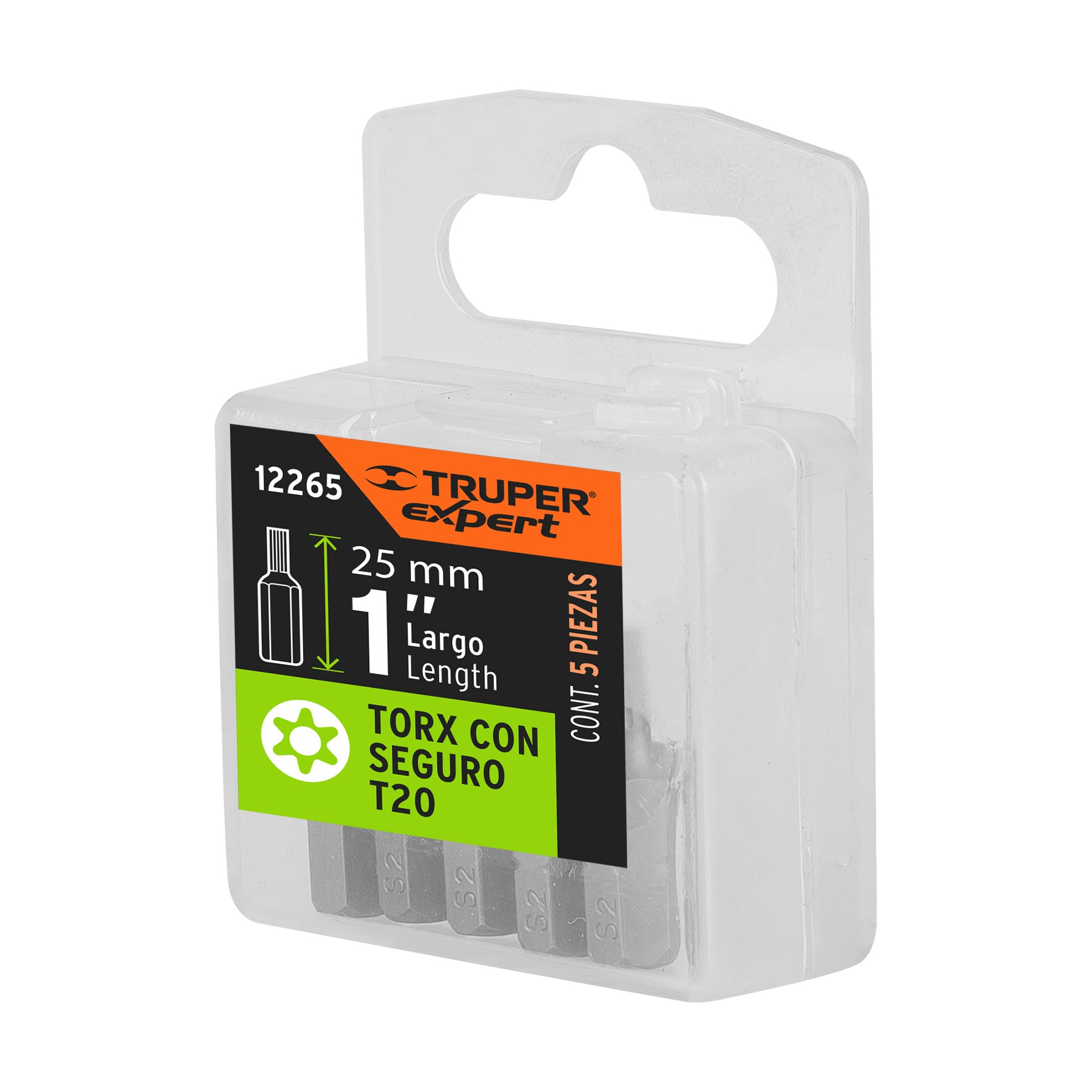 Estuche con 5 puntas torx T20 con seguro largo 1", Expert
