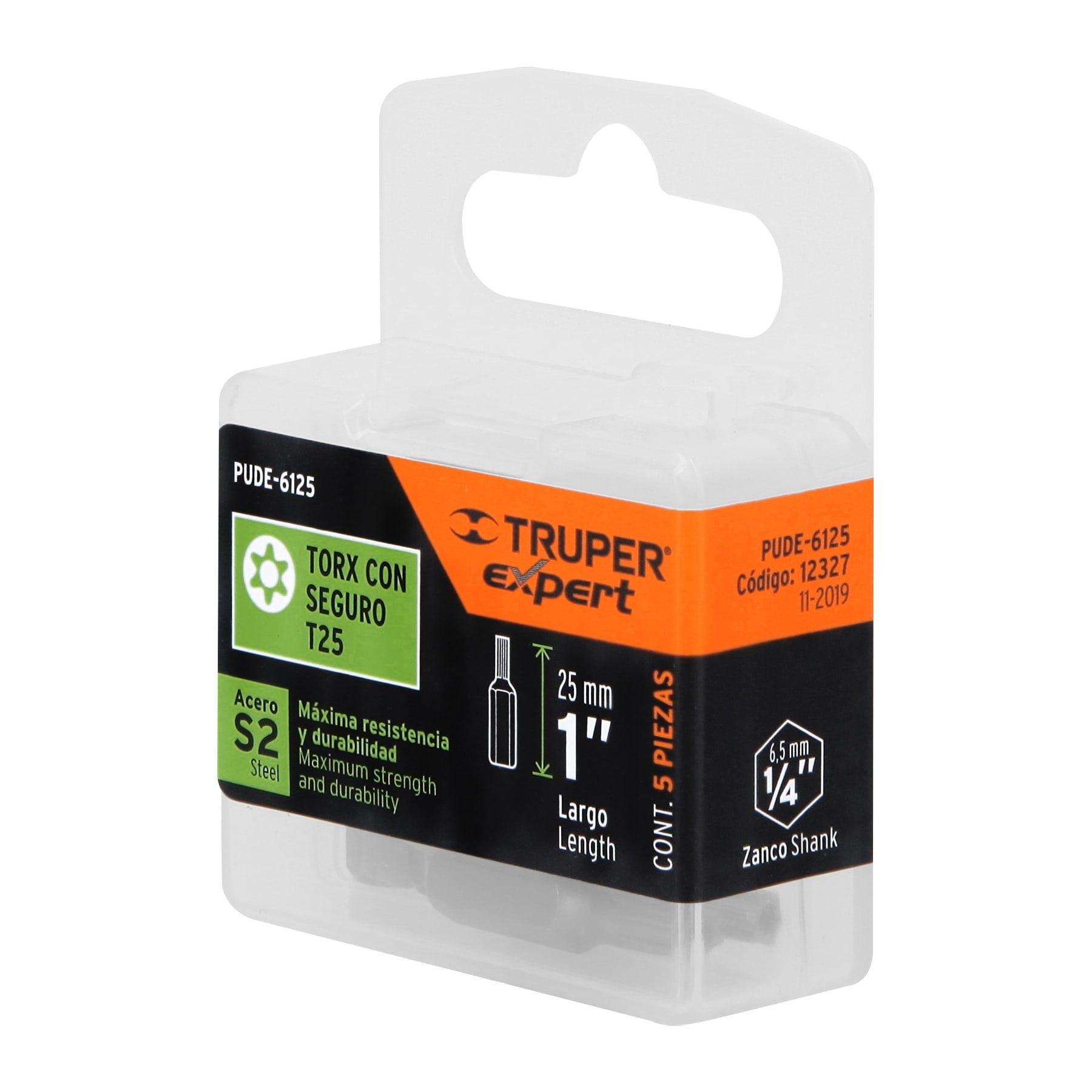 Estuche con 5 puntas torx T25 con seguro largo 1", Expert