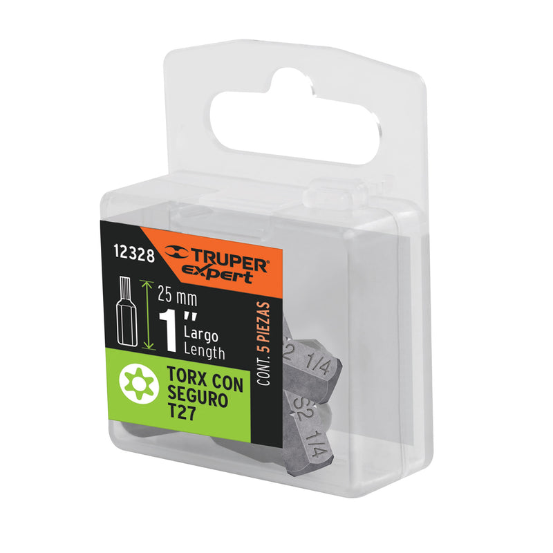 Estuche con 5 puntas torx T27 con seguro largo 1",  Expert