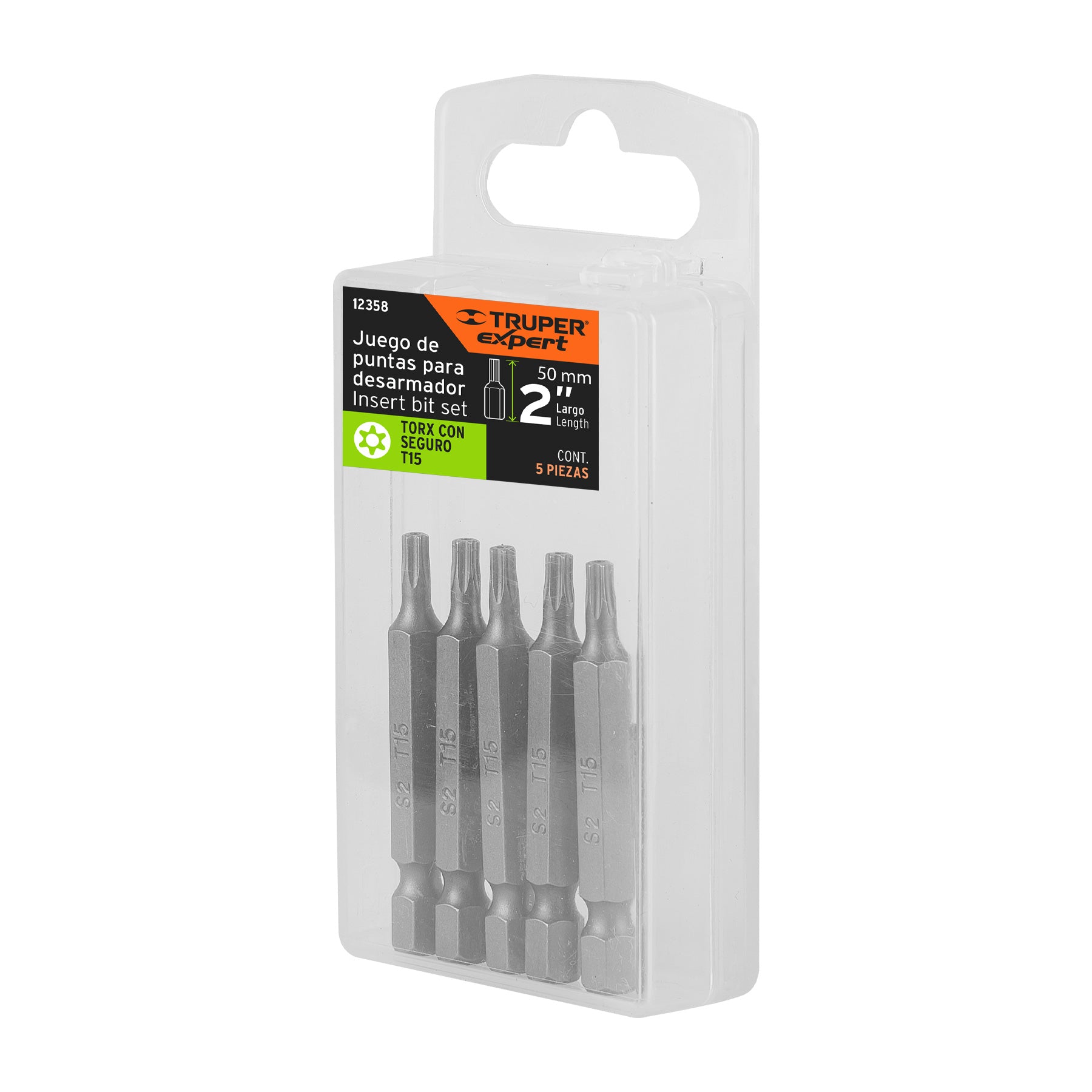 Estuche con 5 puntas torx T15 con seguro largo 2", Expert