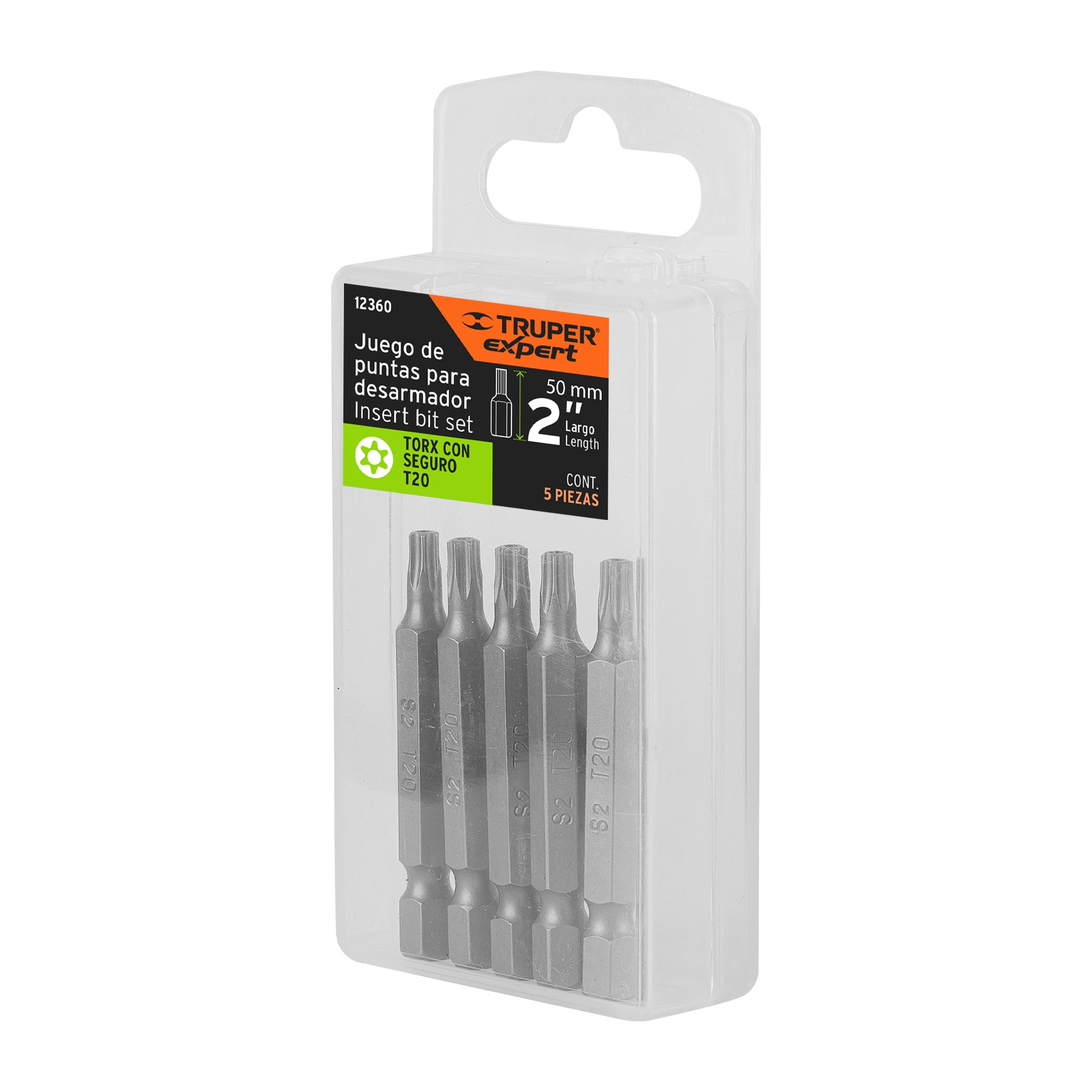 Estuche con 5 puntas torx T20 con seguro largo 2", Expert