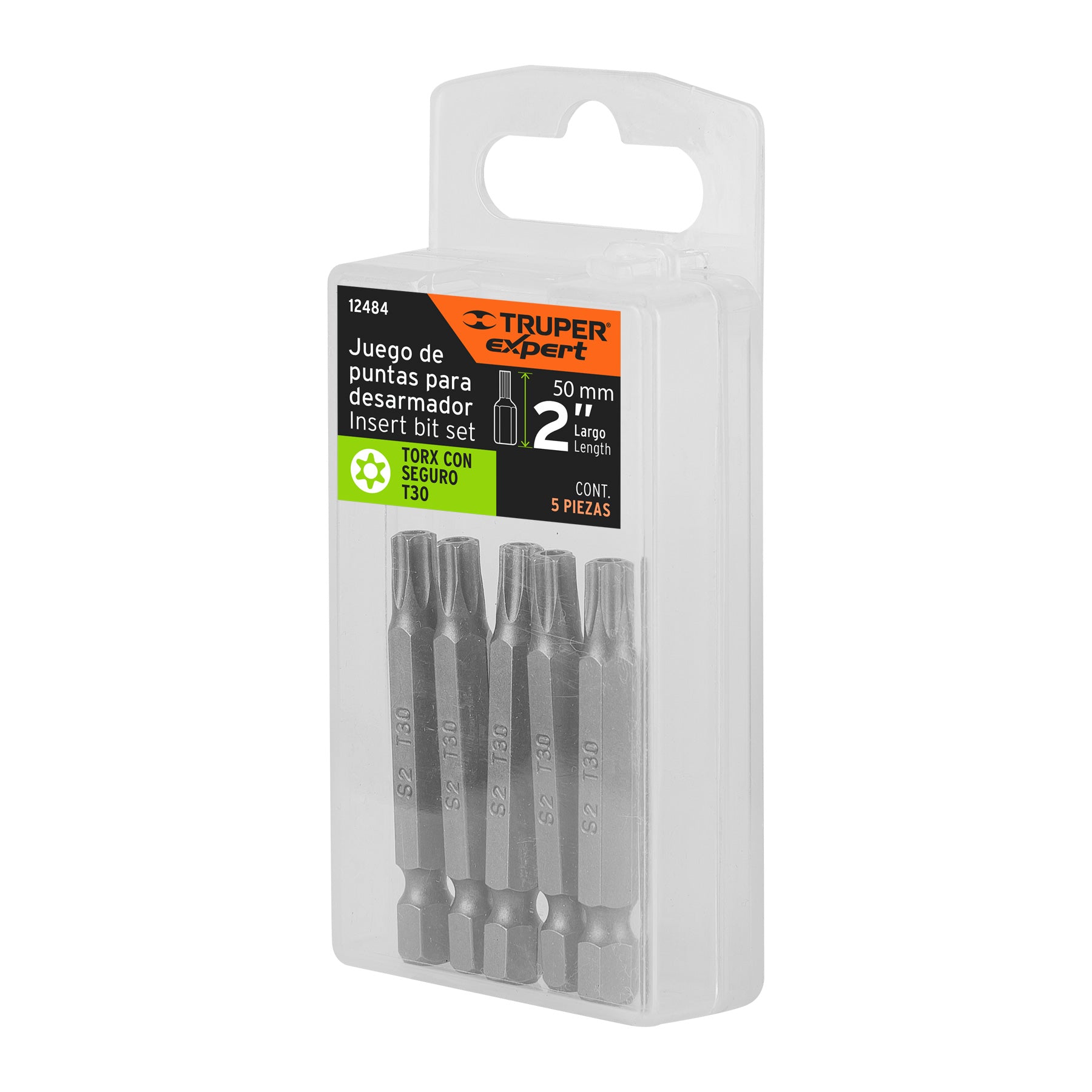 Estuche con 5 puntas torx T30 con seguro largo 2", Expert