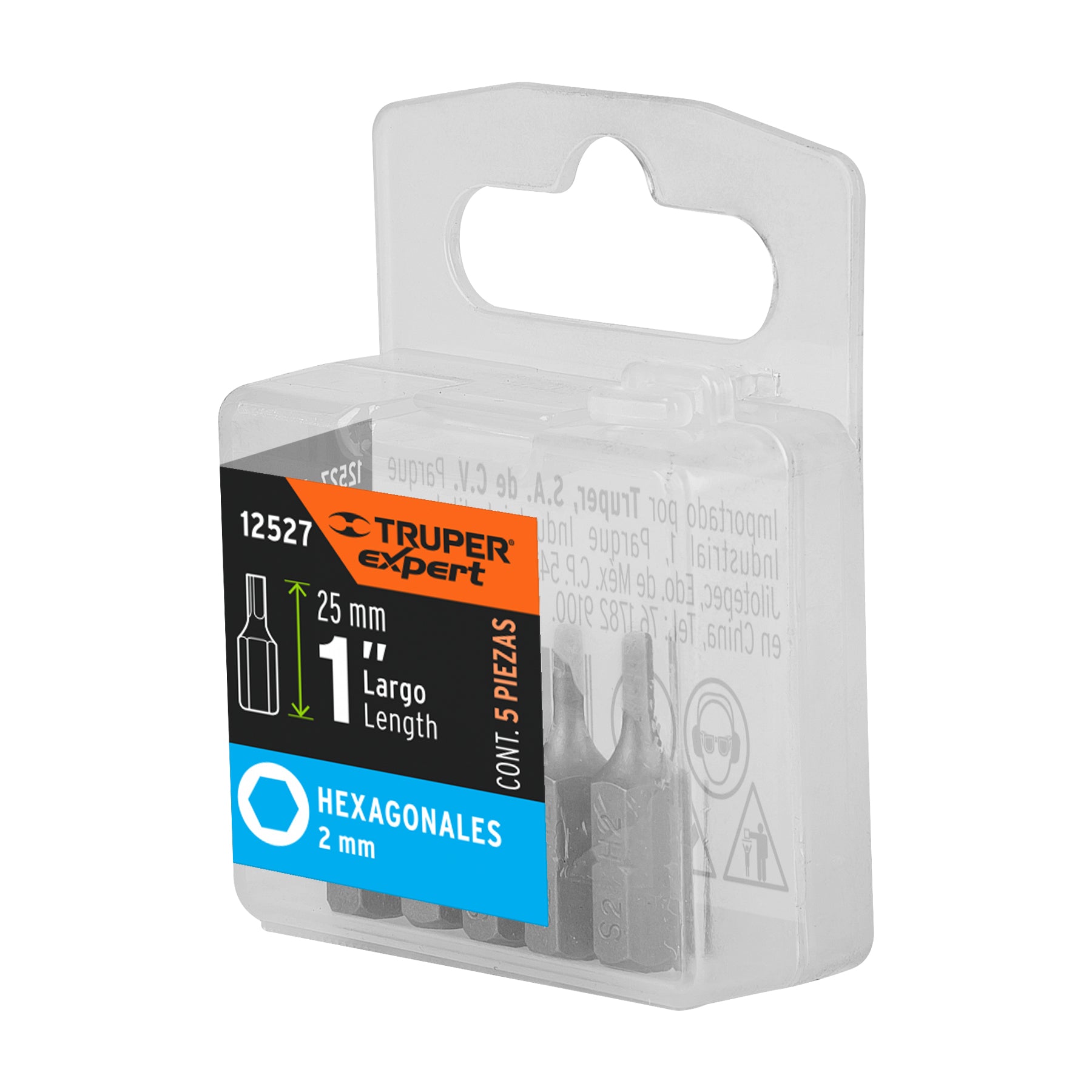Estuche con 5 puntas hexagonales de 2 mm largo 1", Expert