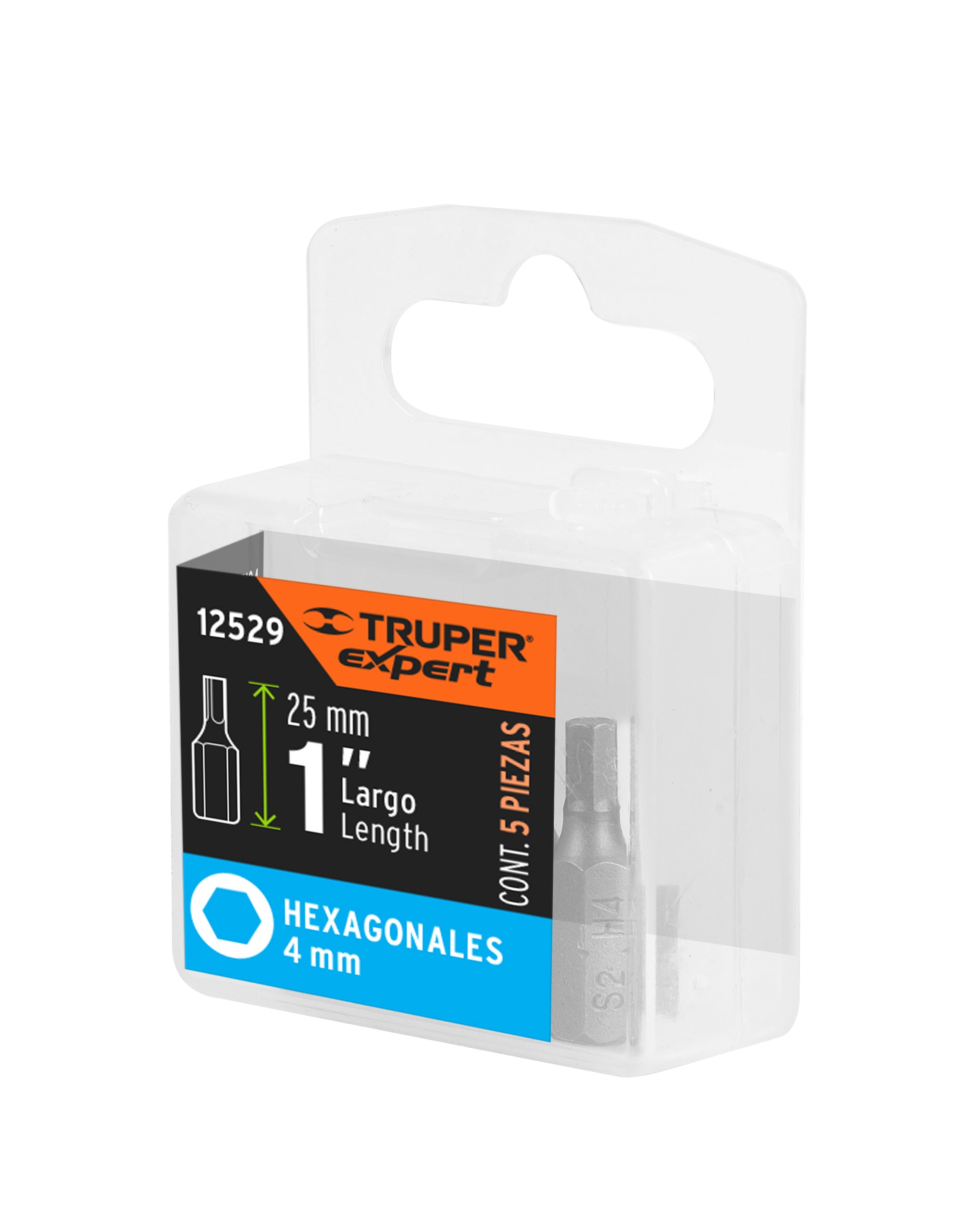 Estuche con 5 puntas hexagonales de 4 mm largo 1", Expert