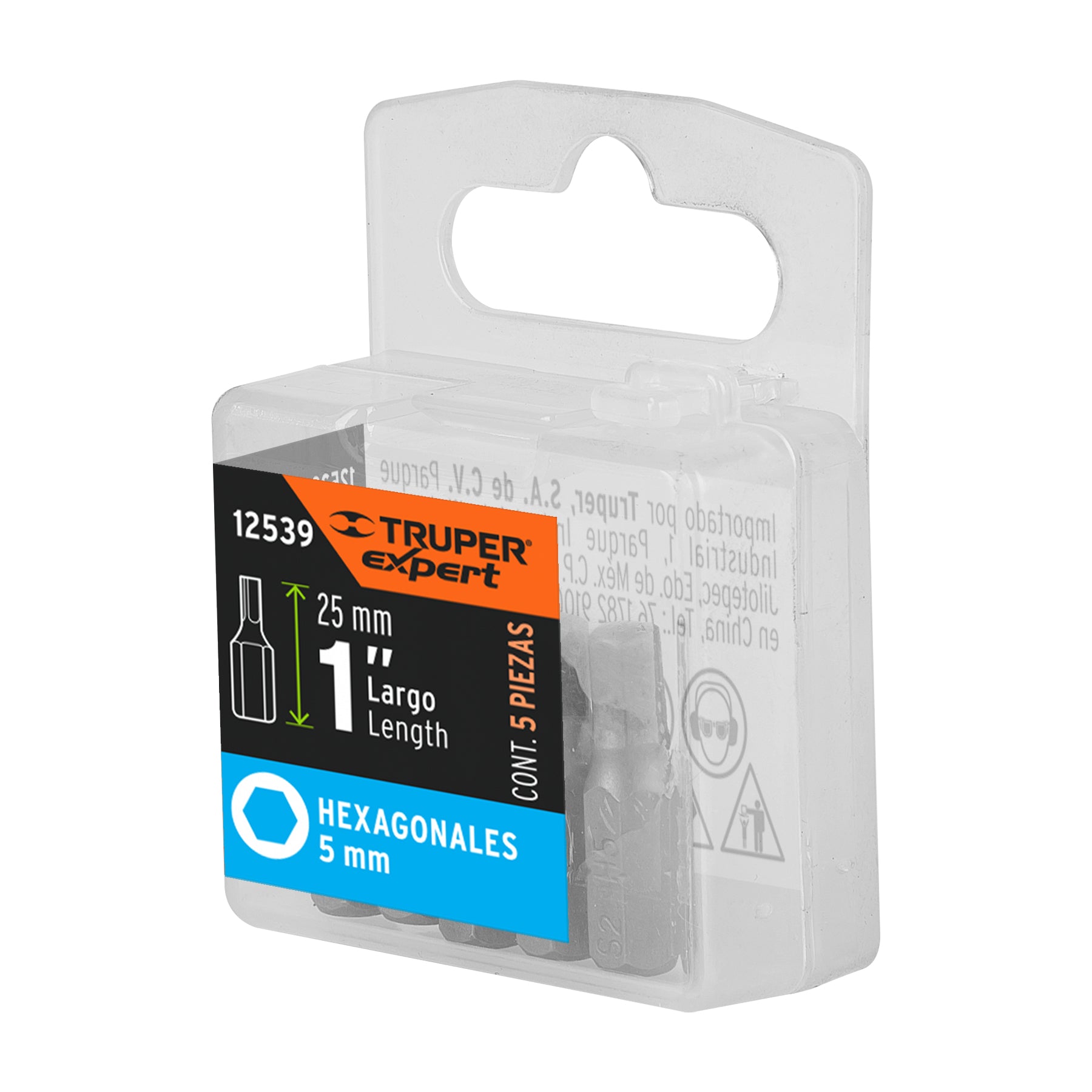 Estuche con 5 puntas hexagonales de 5 mm largo 1", Expert