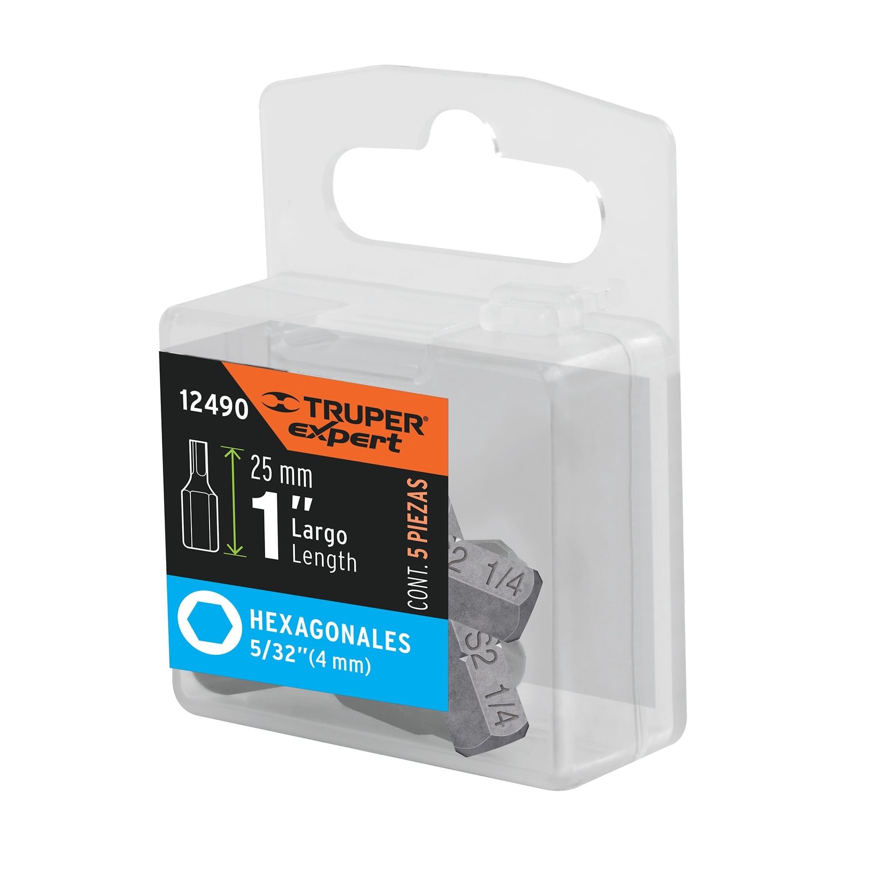 Estuche con 5 puntas hexagonales de 5/32mm largo 1", Expert